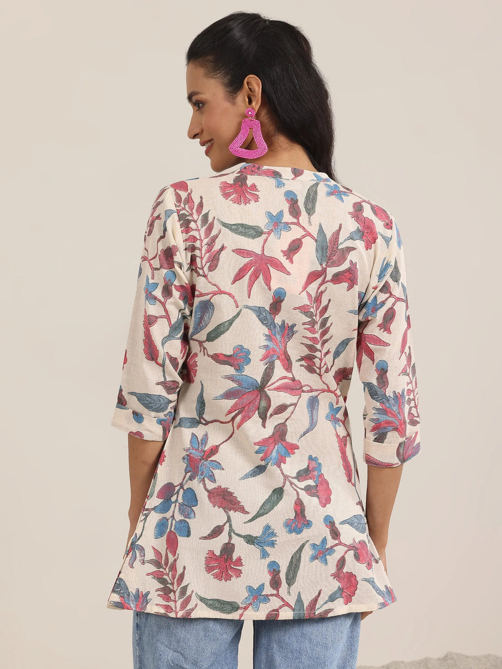 Multi Printed Cotton Straight Short Kurti