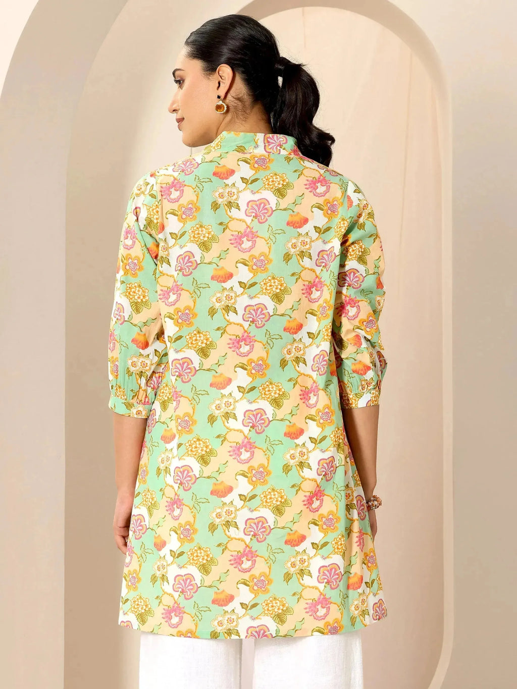Multicoloured Printed Cotton Blend Straight Short Kurti