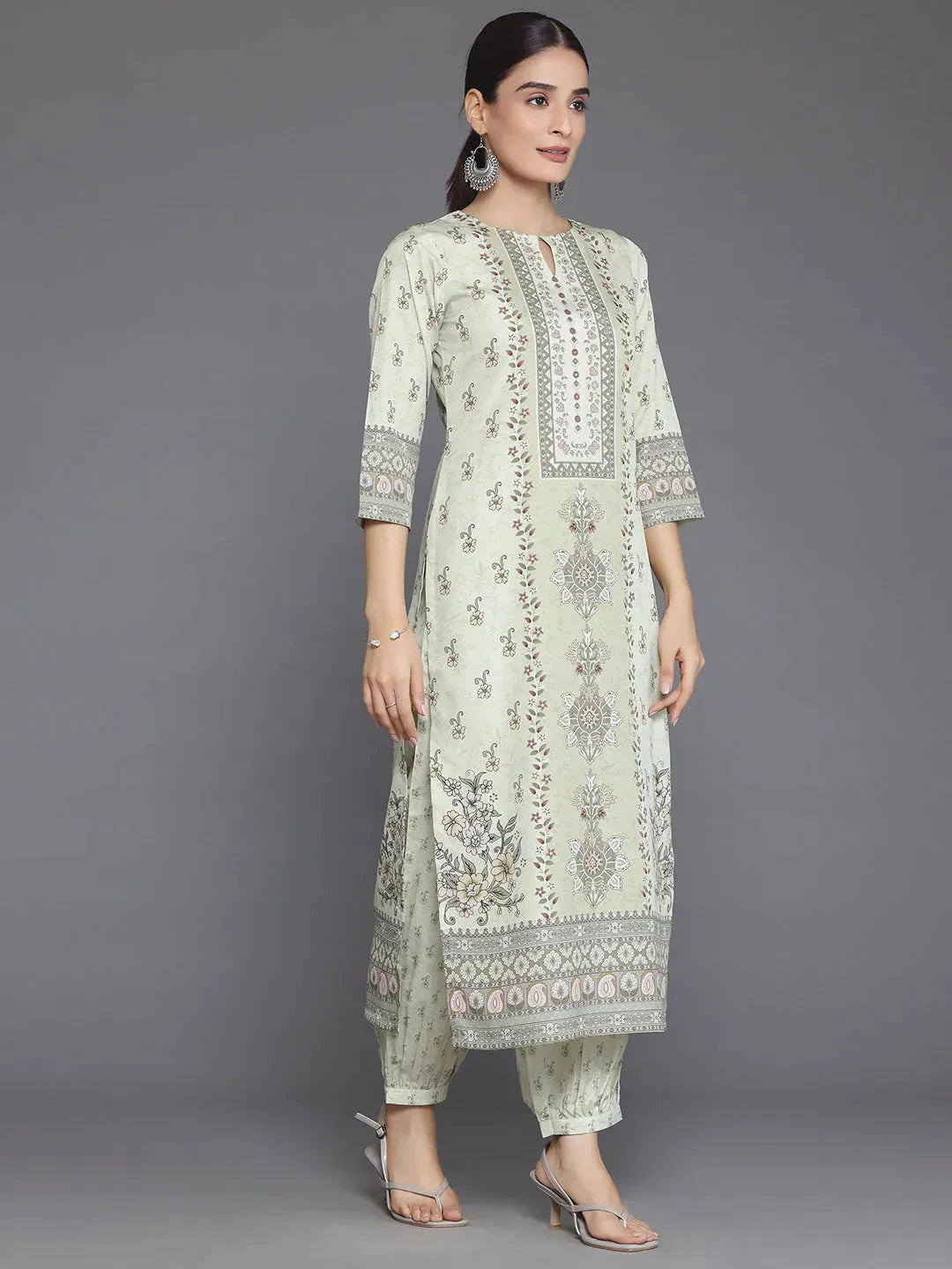 Lemon Printed Poly Crepe Straight Suit With Dupatta