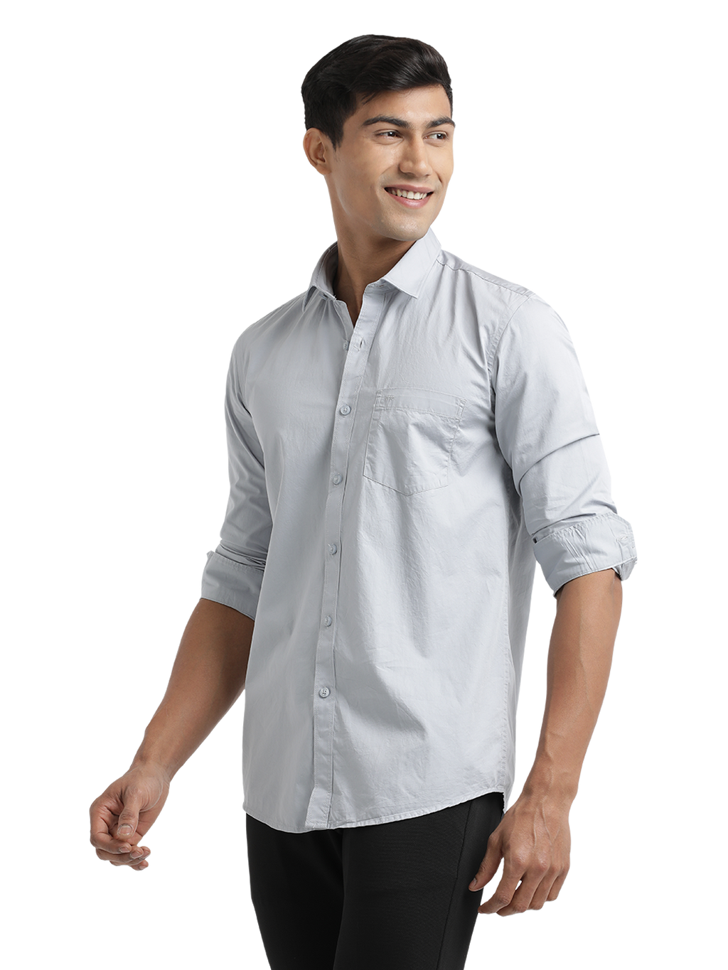 Grey Twill Solid Shirt