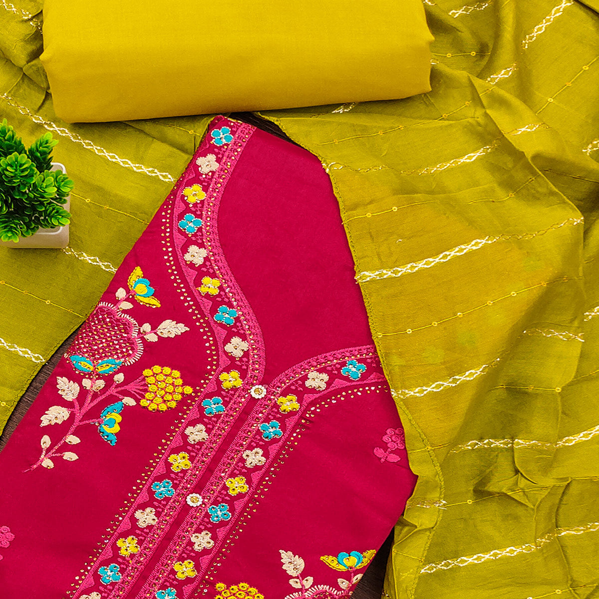 Elegant Pink Floral Embroidered Cotton Dress Fabric for Custom Stitching