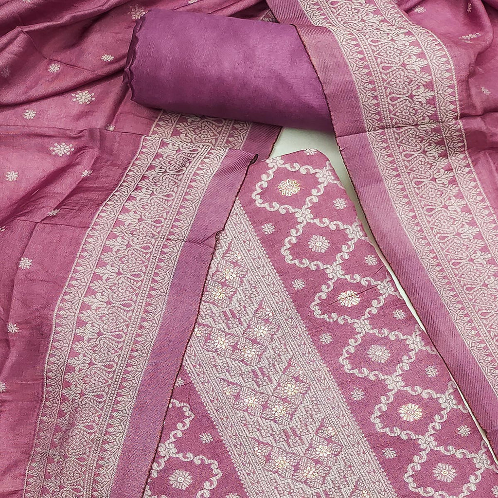 Banarasi Inspired Purple Jacquard Fabric for Elegant Ensembles