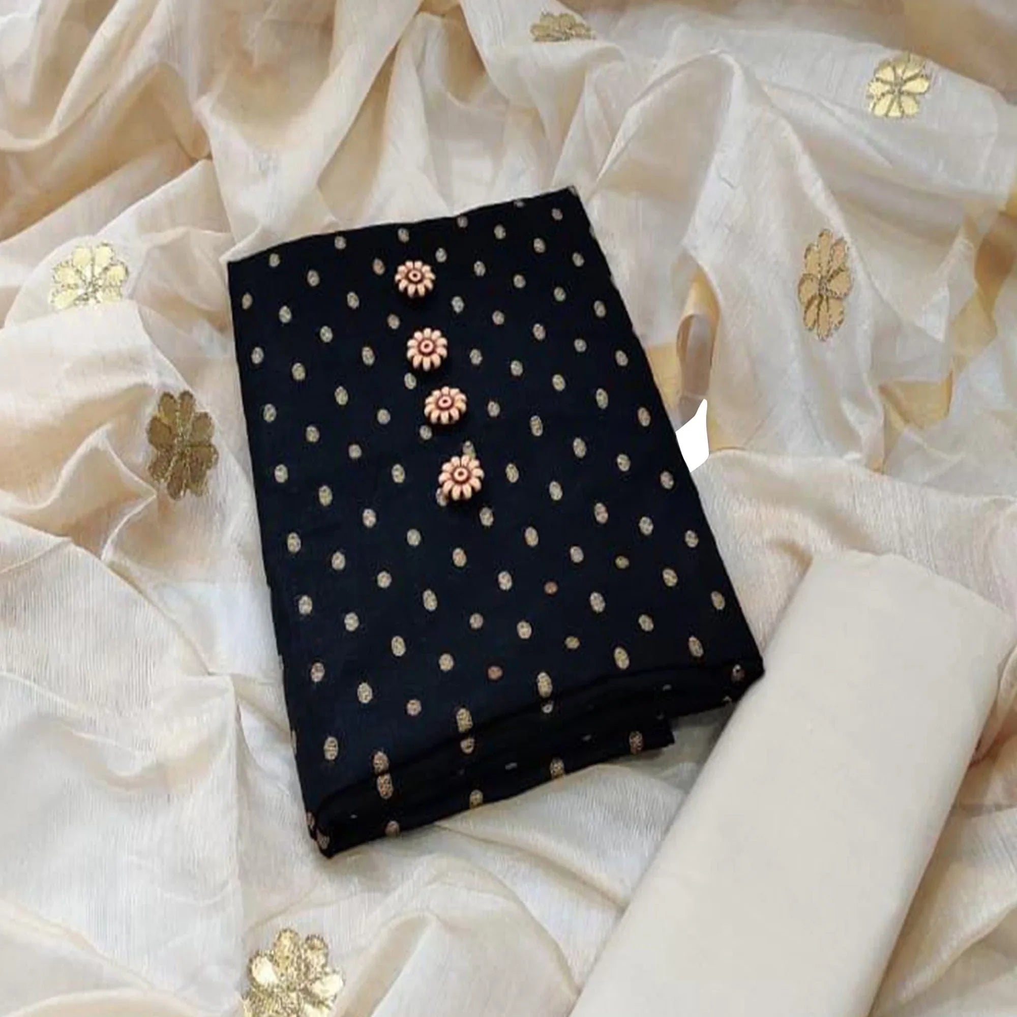 Black And Grey Dress Materials Pack of 2