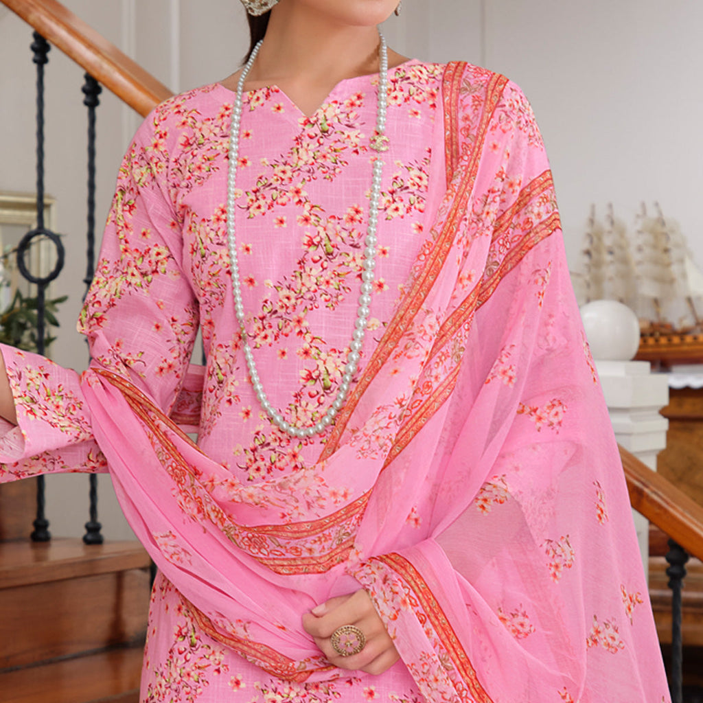 Pink Floral Digital Printed Pure Cotton Salwar Suit