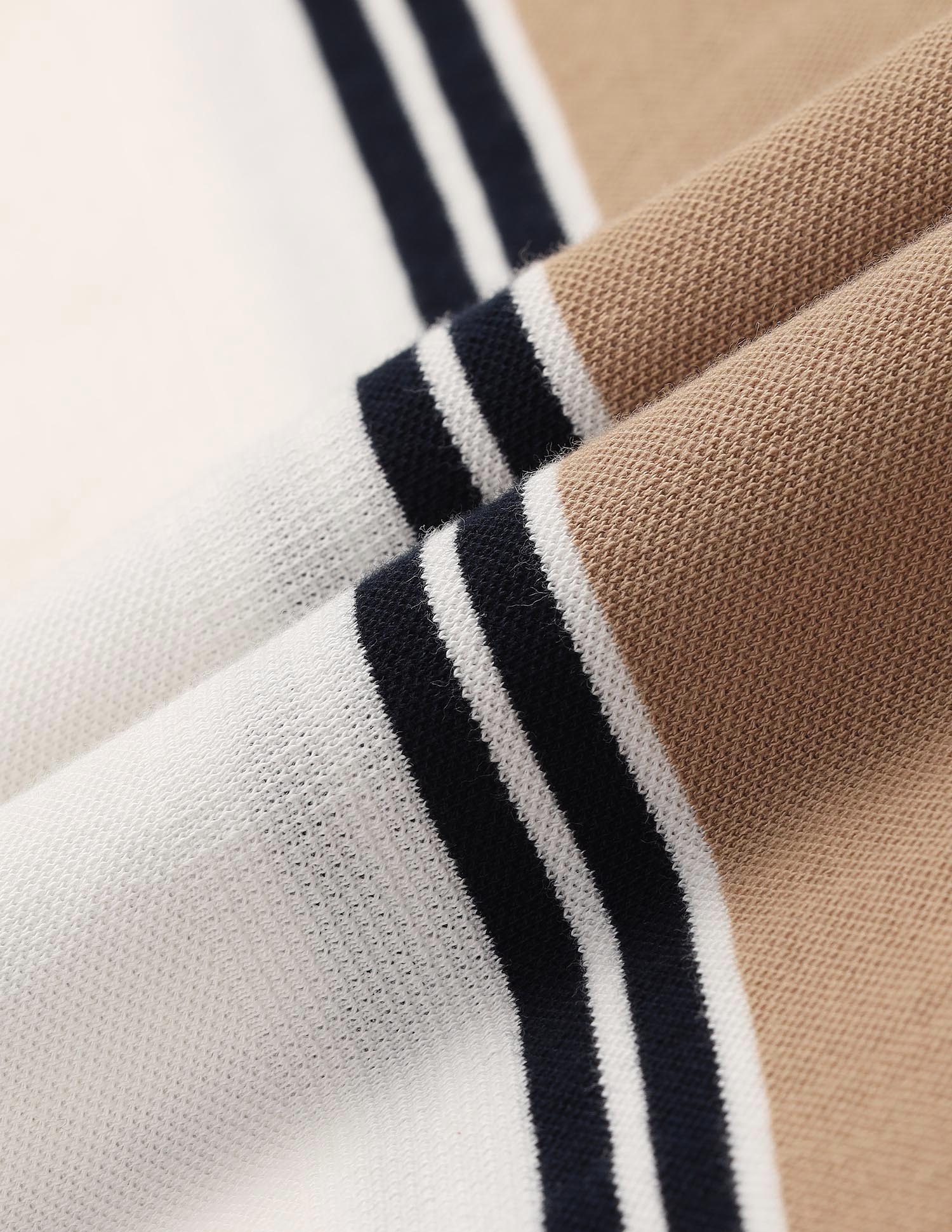 Colorblocked Vertical Striped Polo Shirt