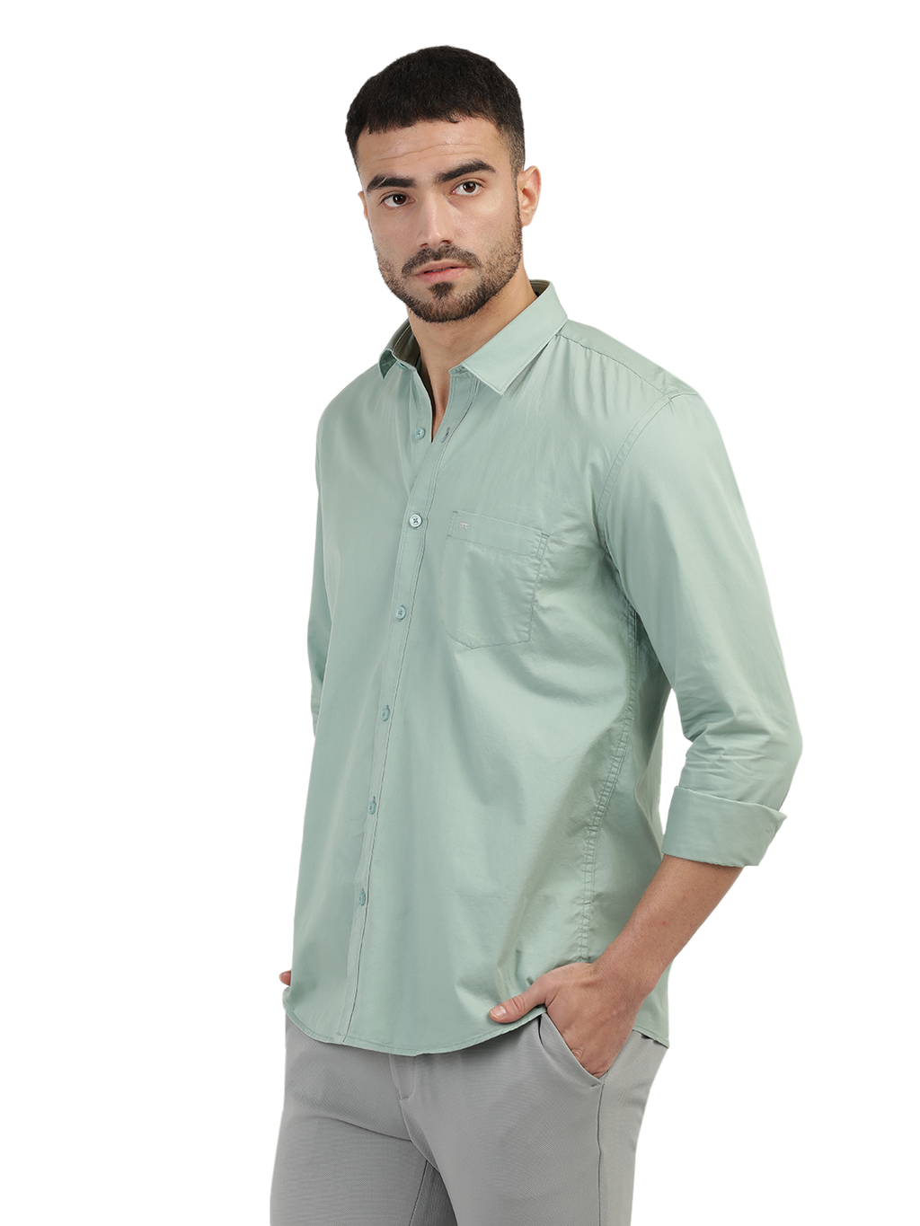 Apple Green Twill Solid Shirt