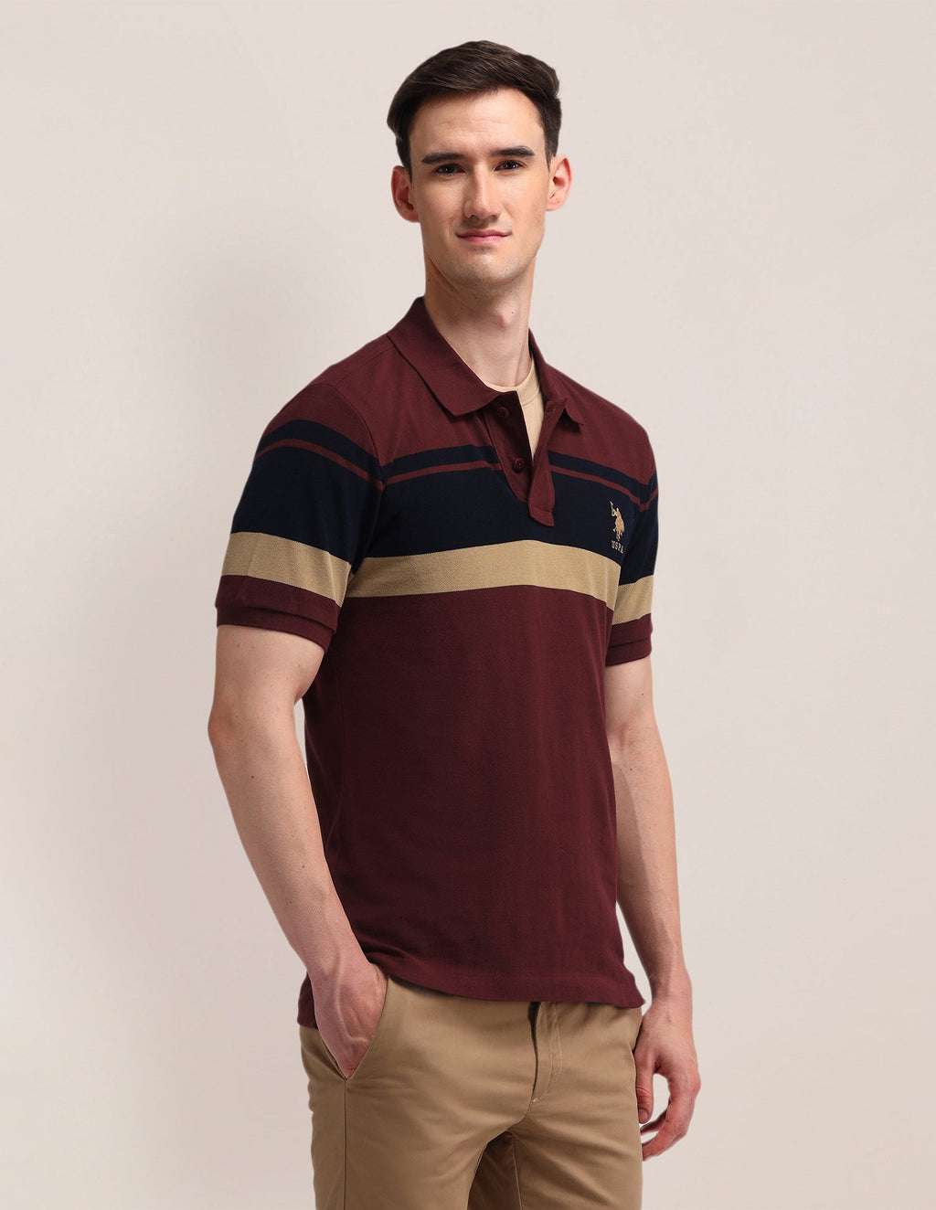 Horizontal Striped Slim Fit Polo Shirt