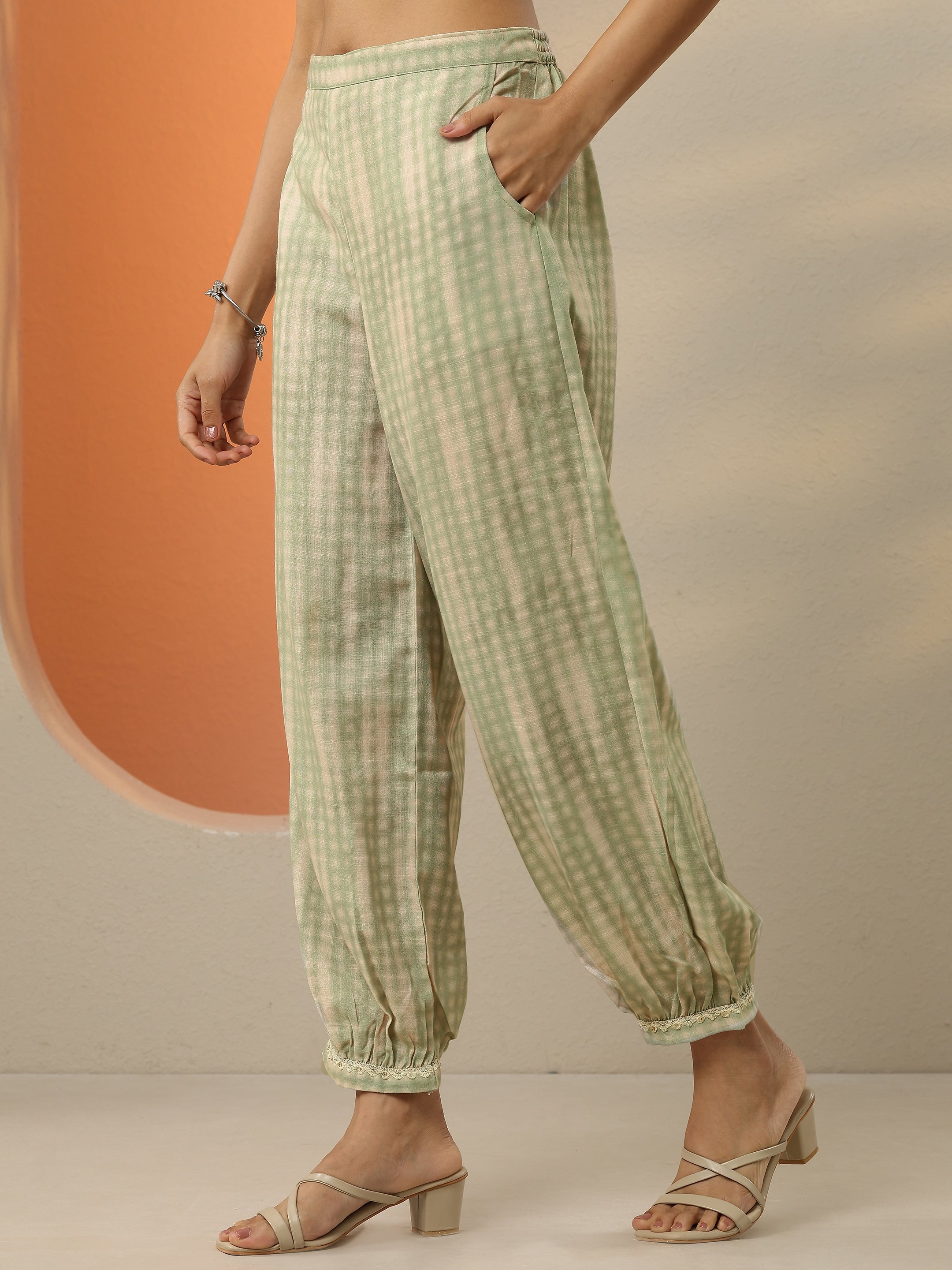 Green Printed Cotton Straight Suit With Dupatta