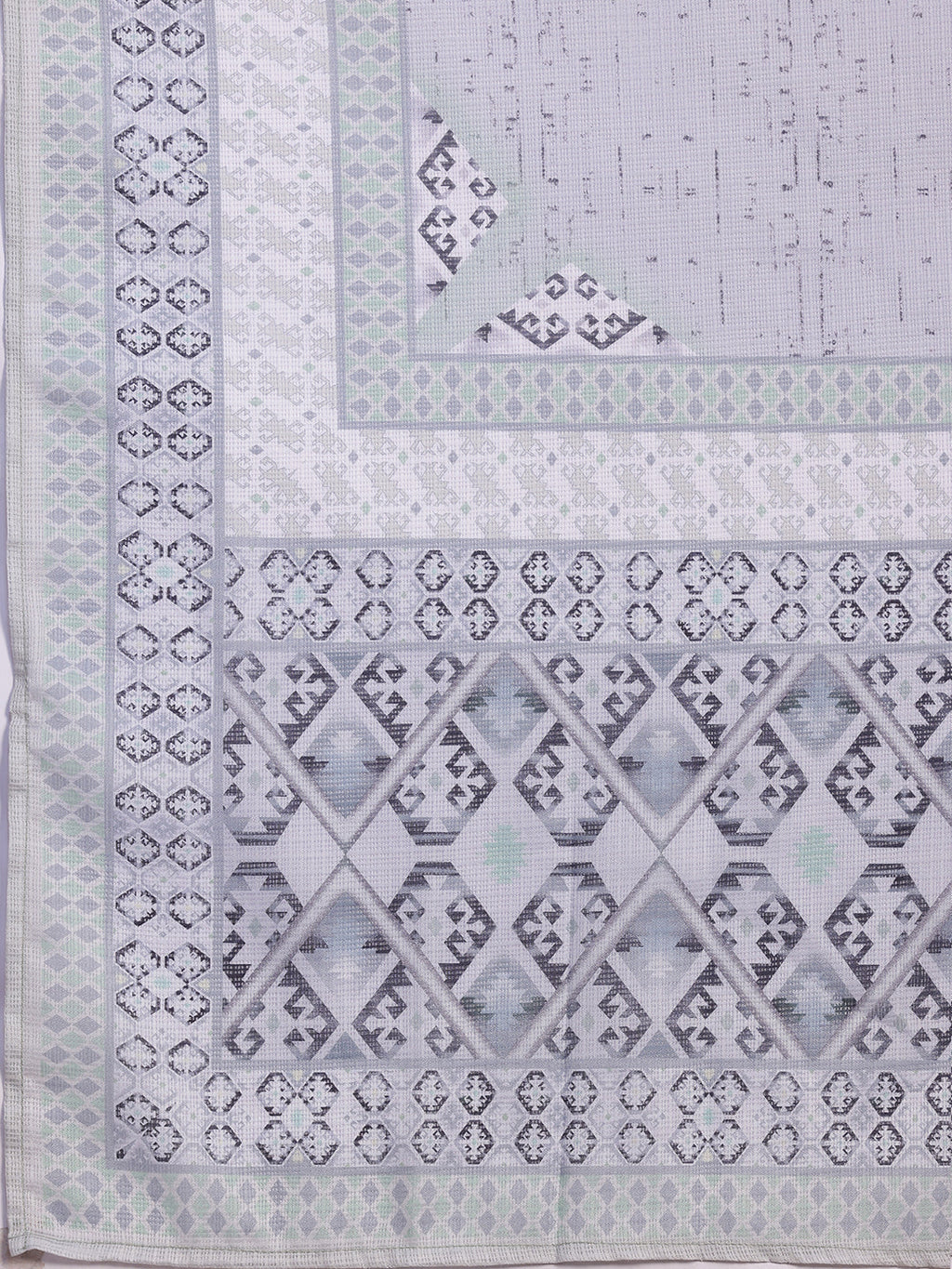 Grey Embroidered Cotton Blend Straight Suit With Dupatta