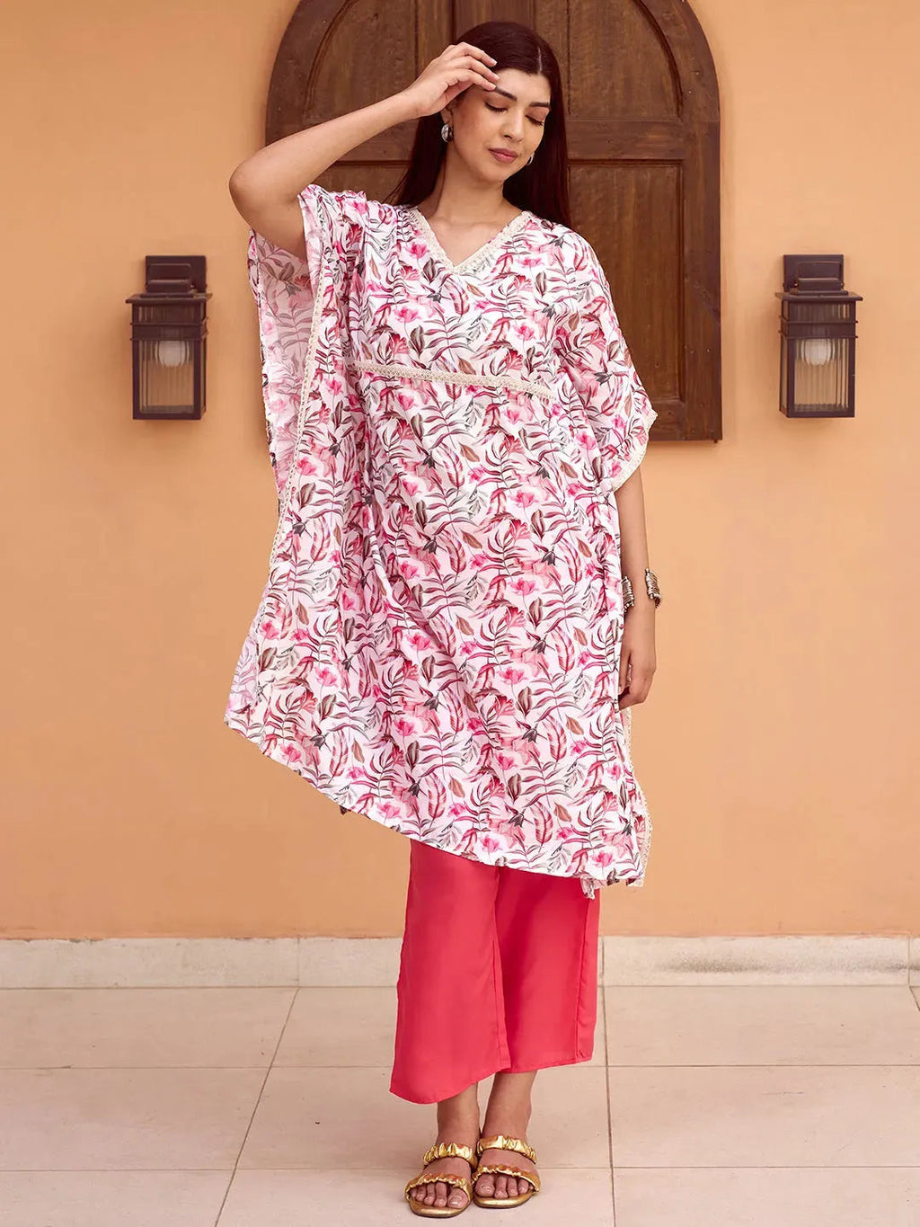 Cream Printed Silk Blend Co-Ords