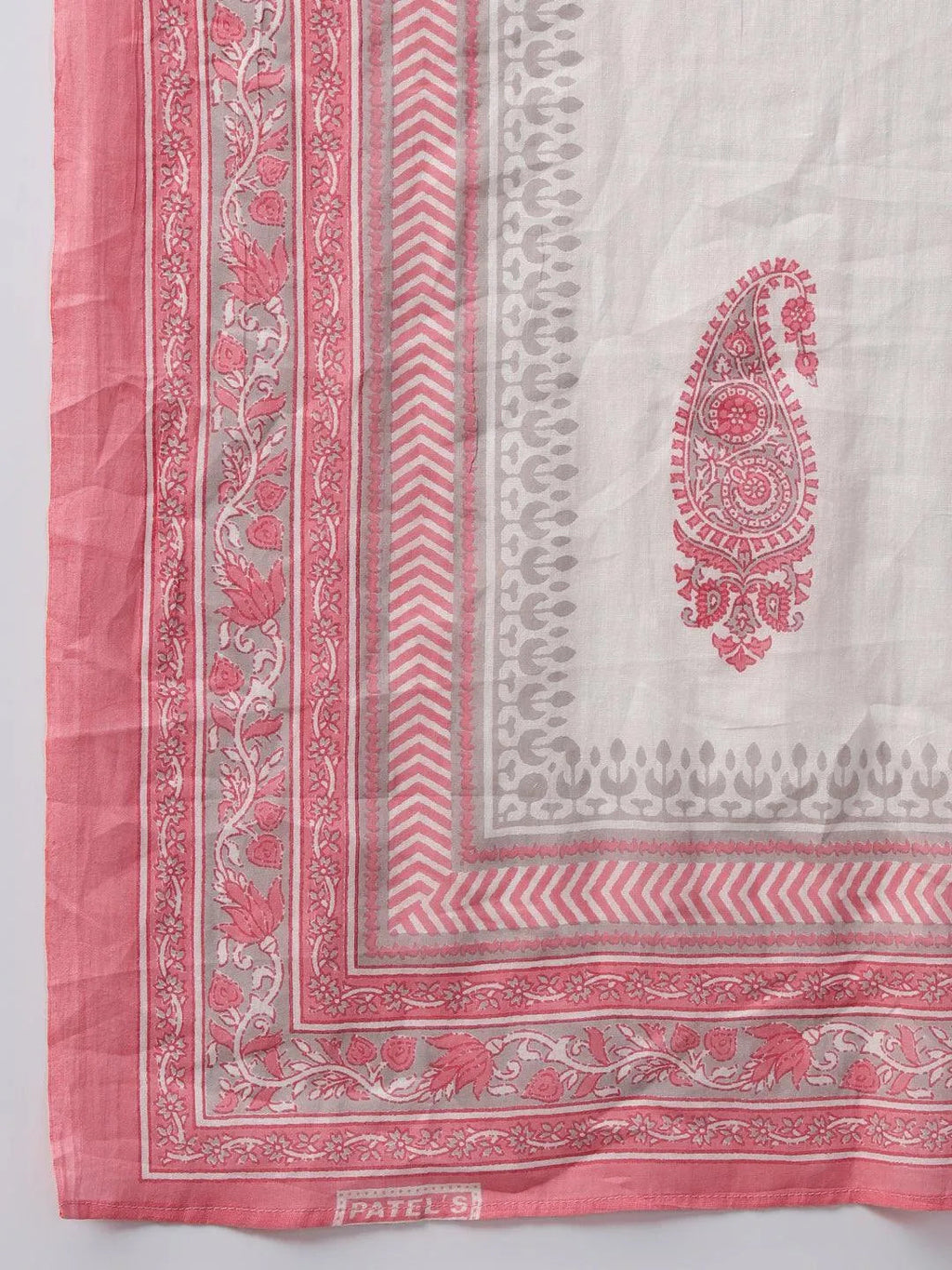 Peach Printed Cotton Straight Suit With Dupatta