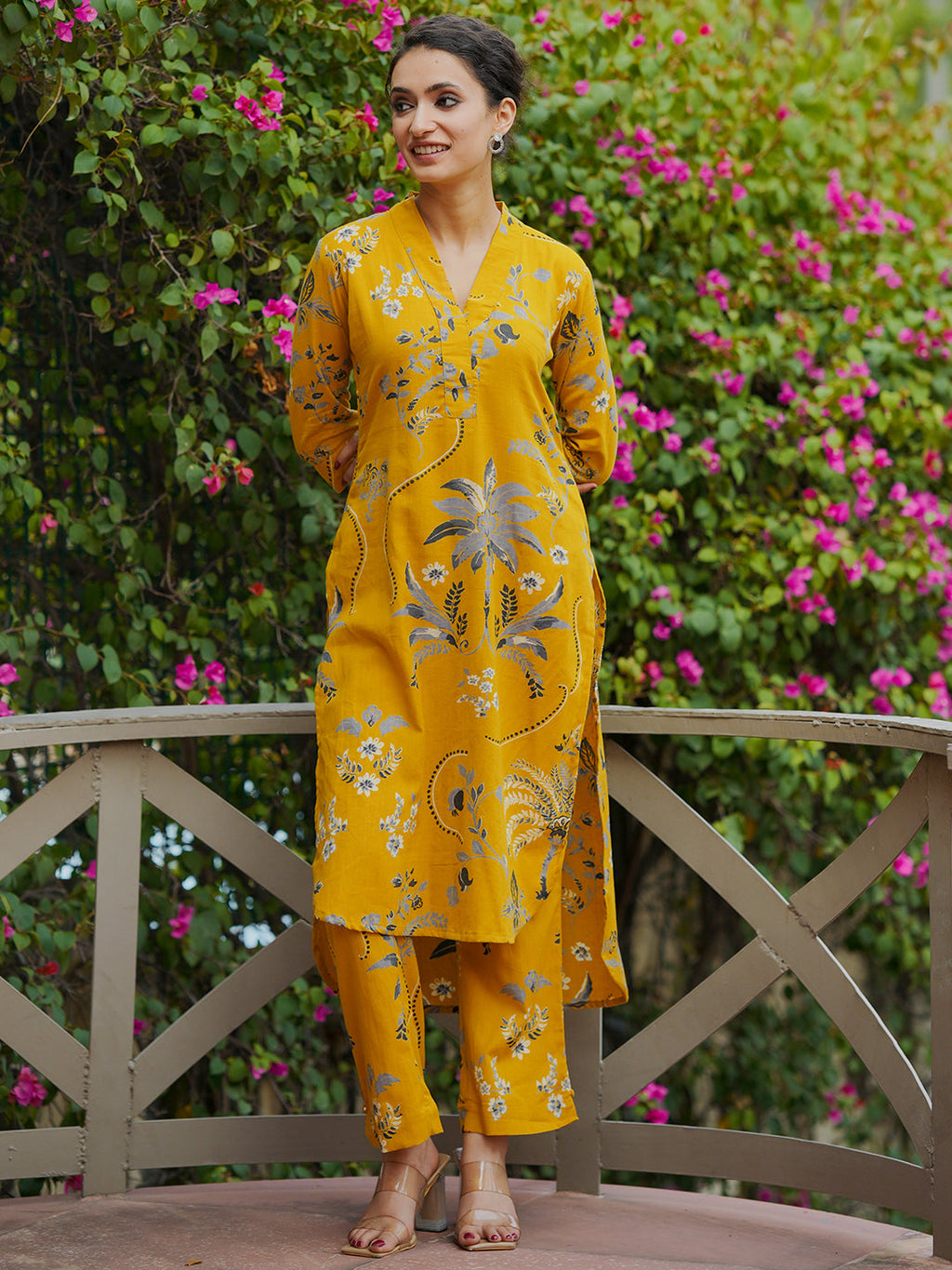 Mustard Printed Cotton Co-Ord Sets