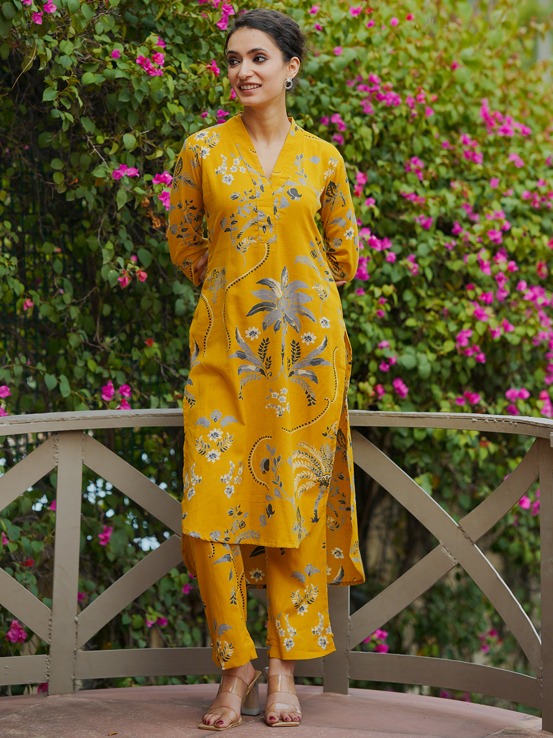 Mustard Printed Cotton Co-Ord Sets