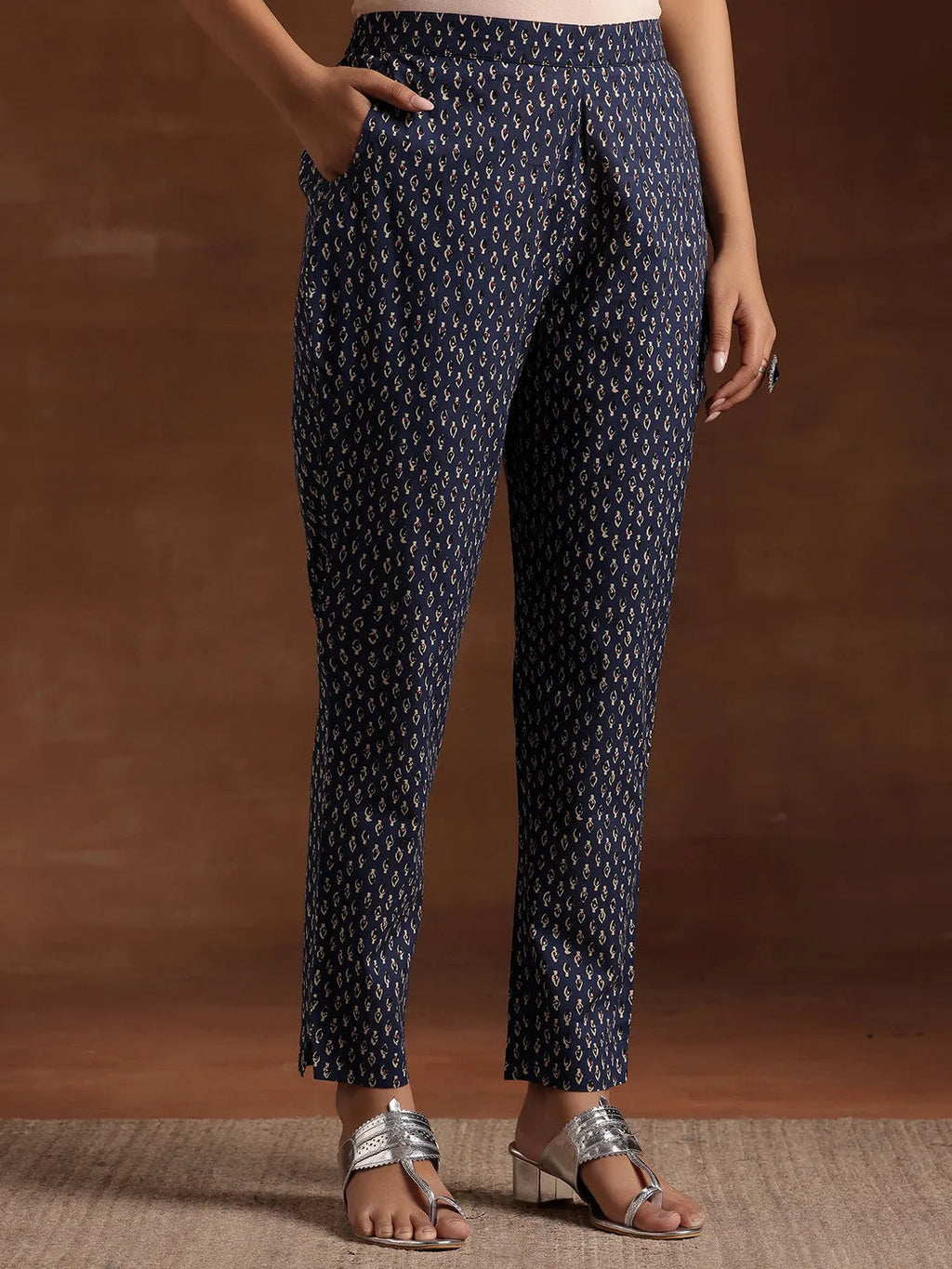 Blue Printed Cotton Straight Suit With Dupatta