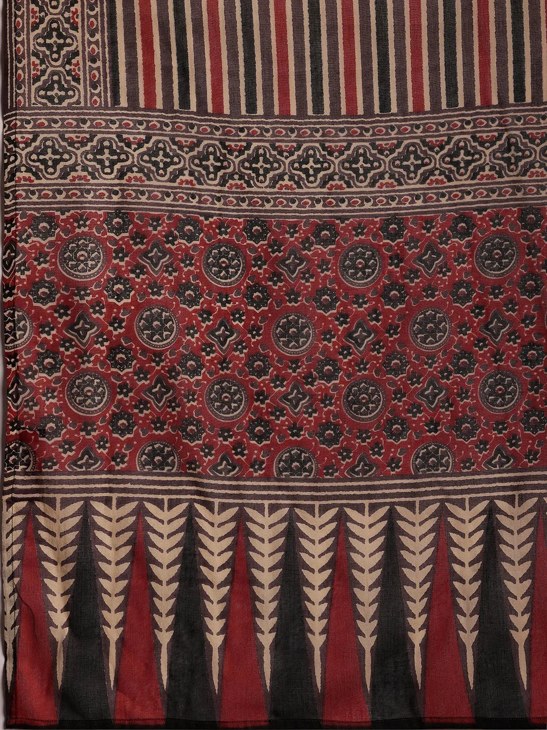 Grey Printed Cotton Straight Suit With Dupatta