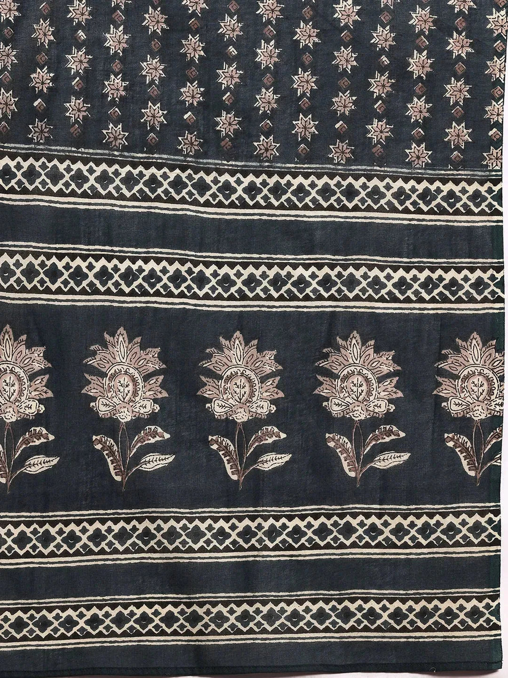 Green Printed Cotton Straight Suit With Dupatta