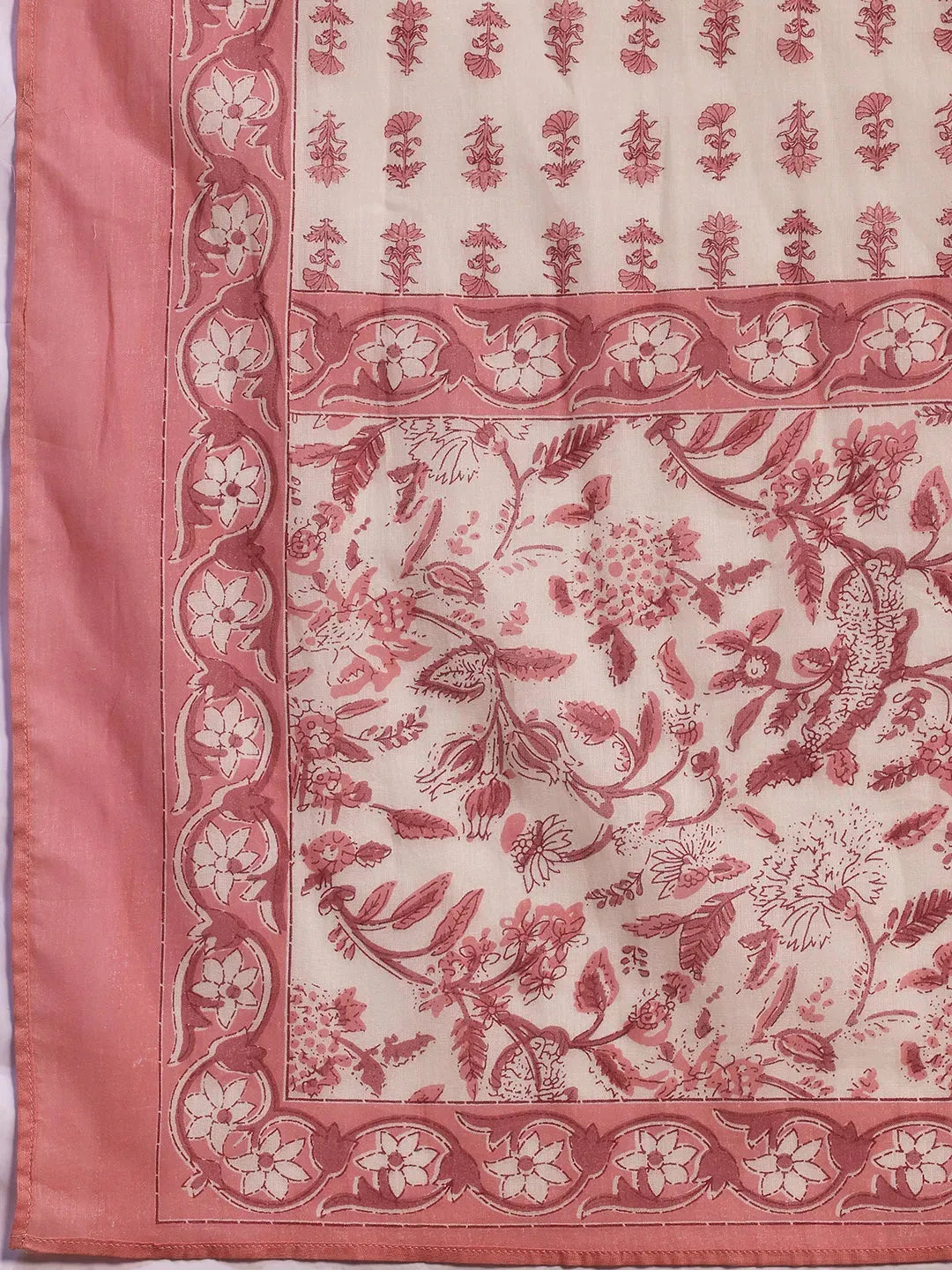 Pink Printed Cotton Straight Suit With Dupatta