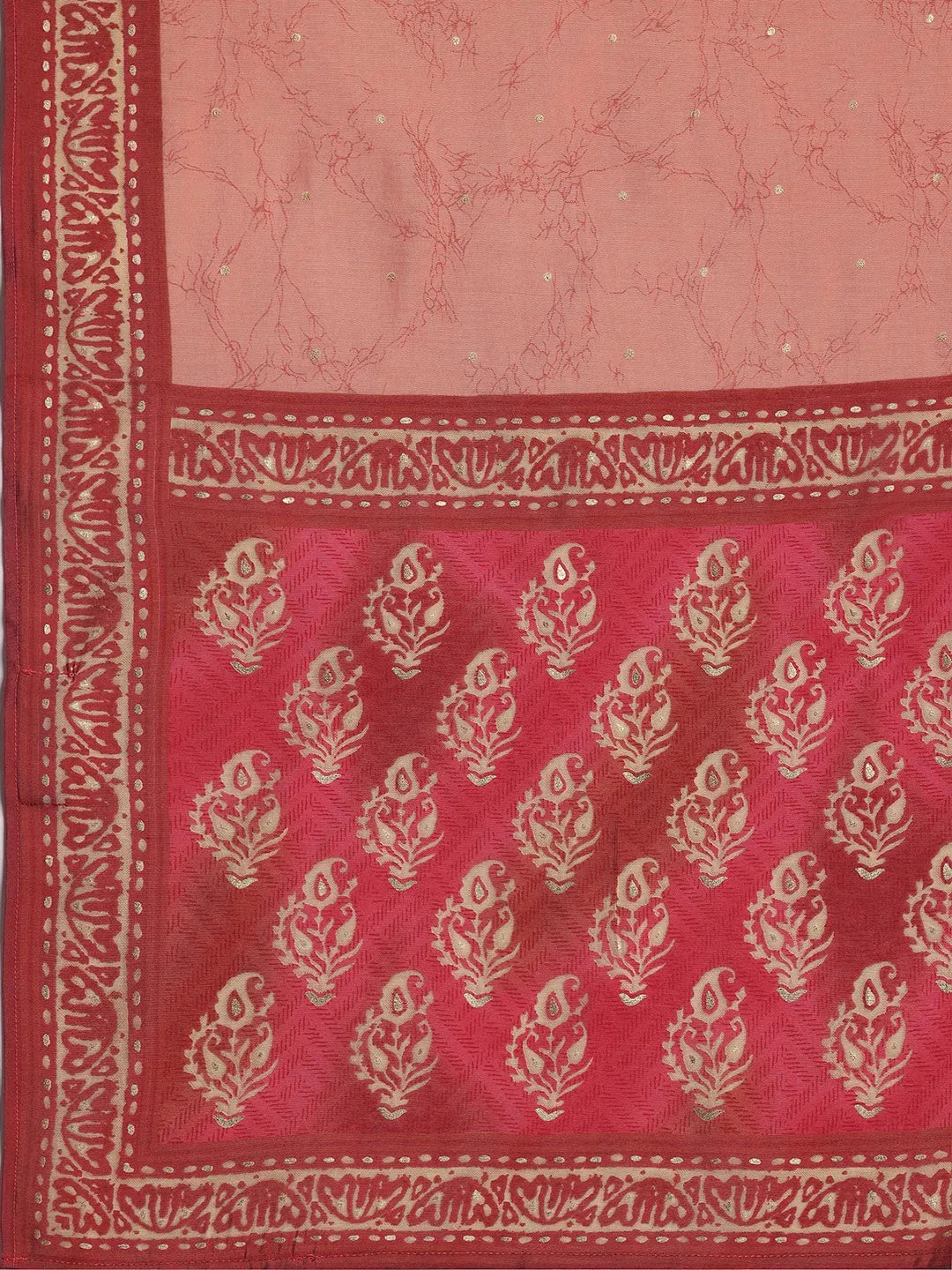 Pink Printed Silk Blend Straight Suit With Dupatta