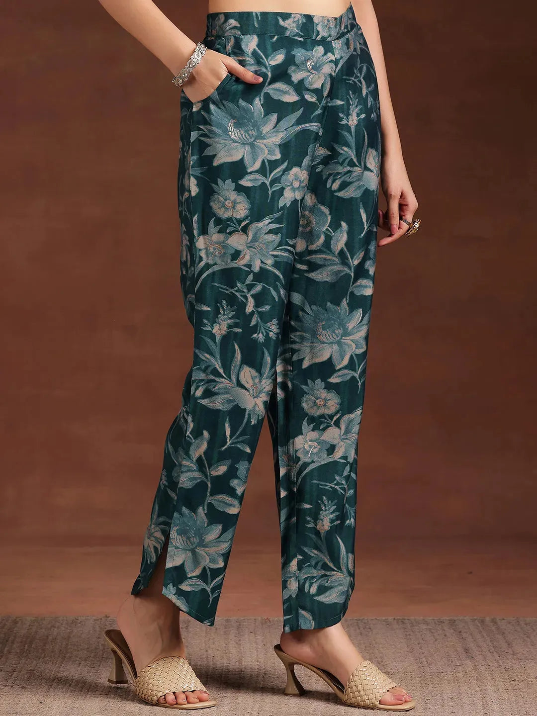 Blue Printed Silk Blend Co-Ords