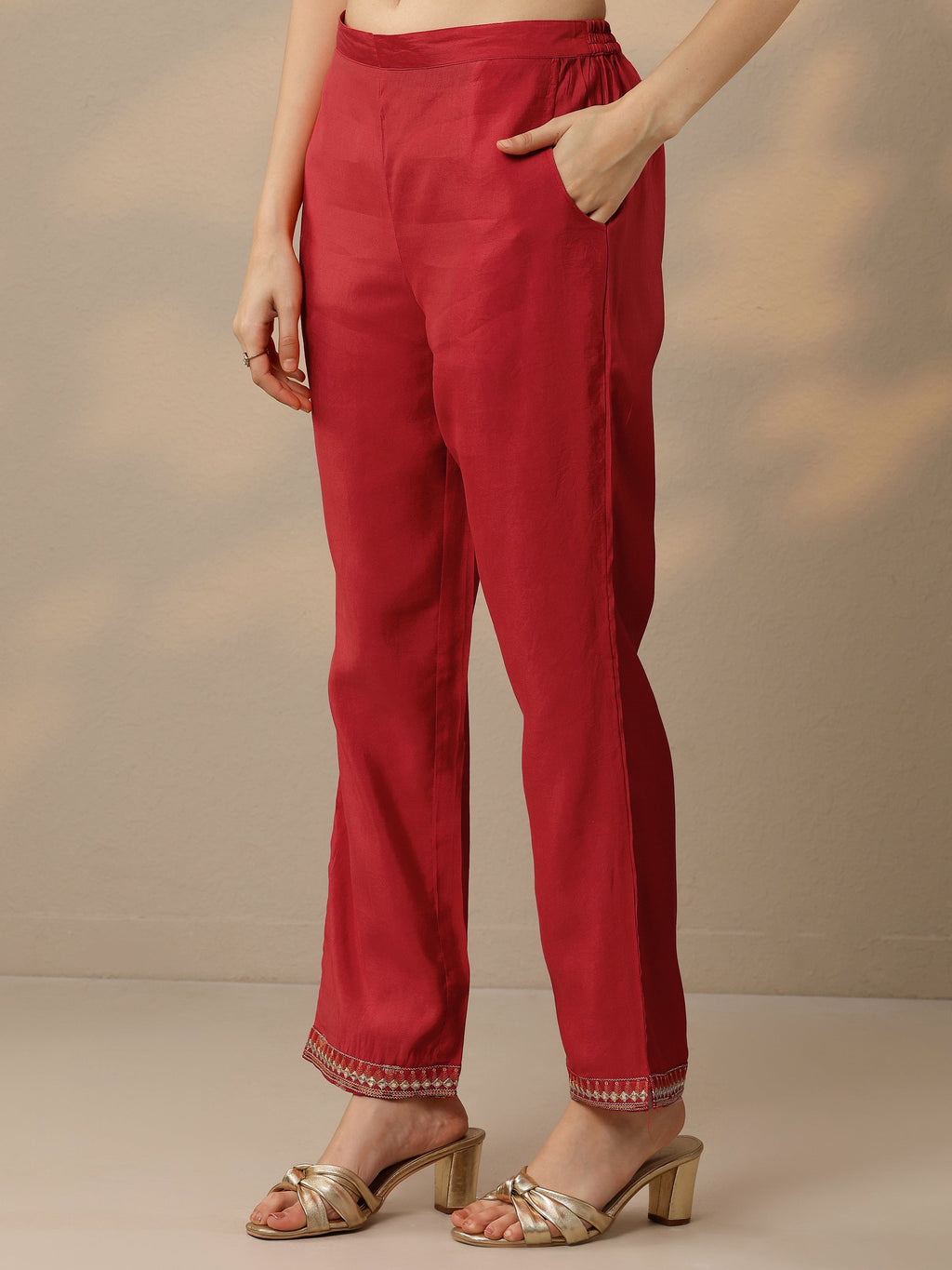 Orange Woven Design Silk Blend Straight Suit With Dupatta