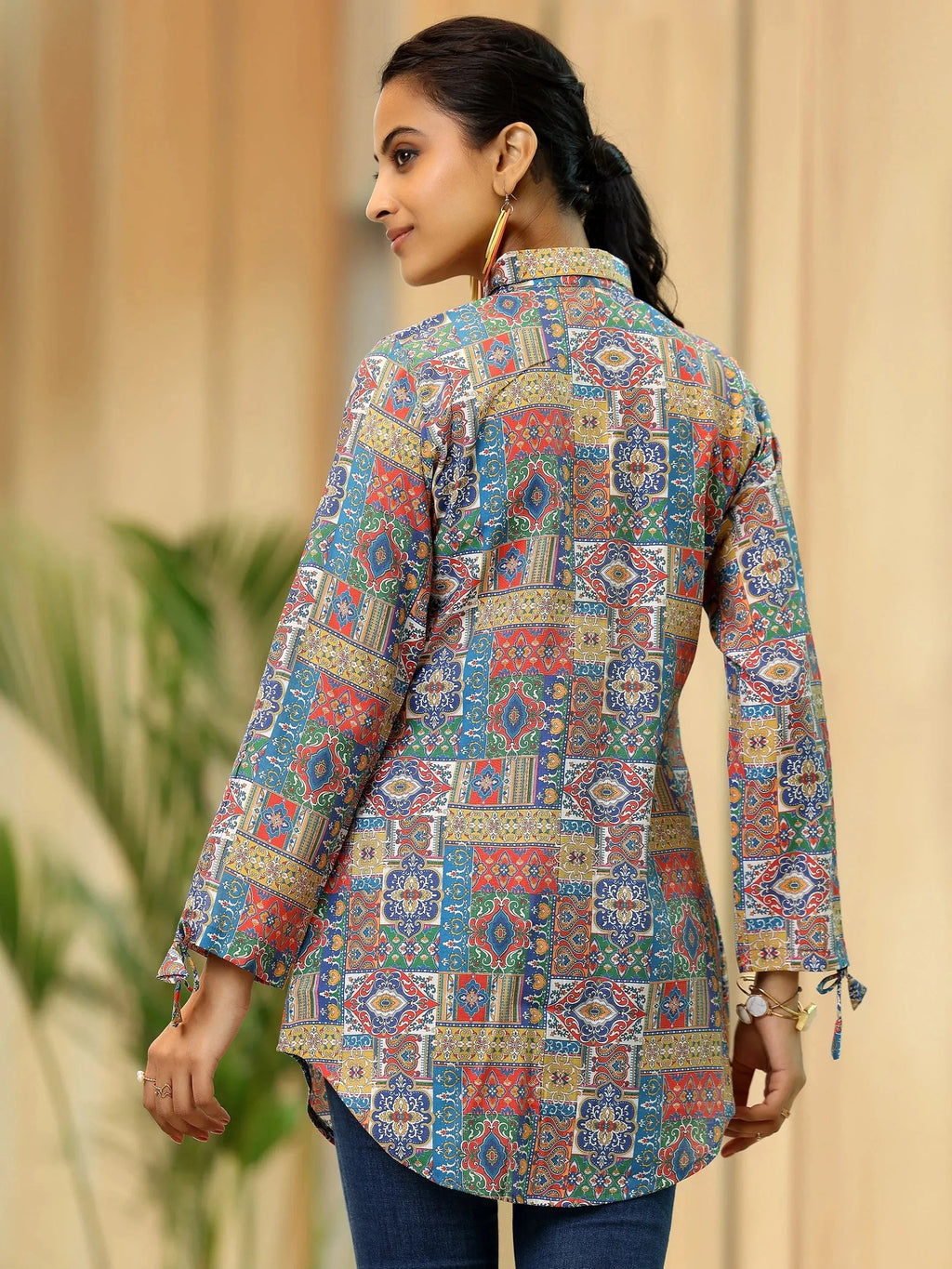 Multi Printed Silk Blend Straight Kurti