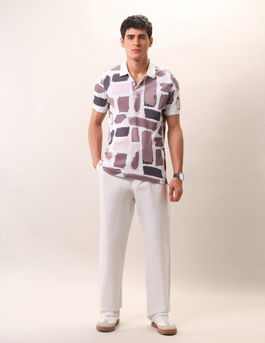 Abstract Printed Pure Cotton Polo Shirt