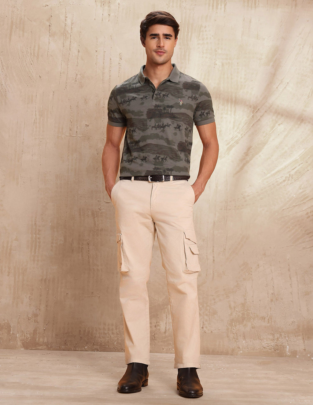 All-Over Printed Muscle Fit Polo Shirt