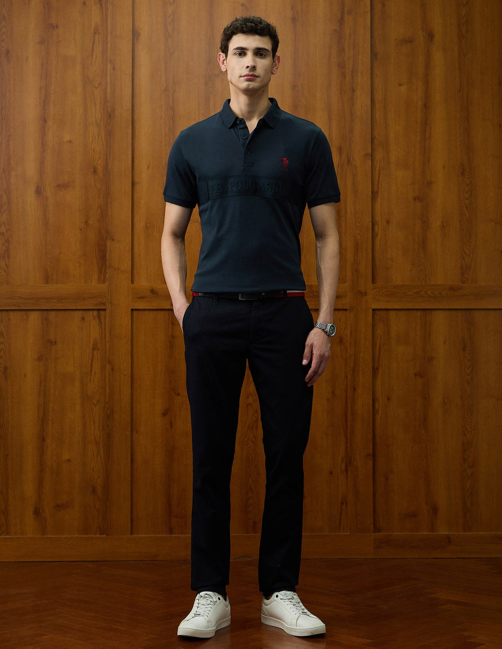 Brand Embossed Varsity Theatre Polo Shirt