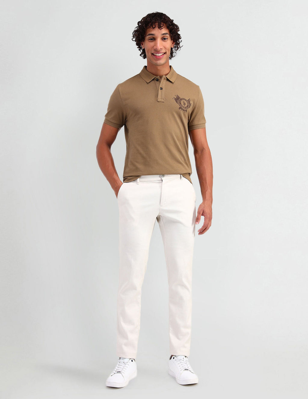 Muscle Fit Brand Print Polo Shirt