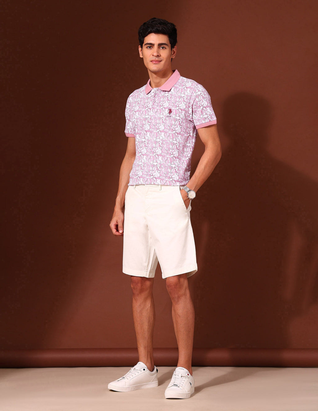 Floral Printed Work and Wander Polo Shirt