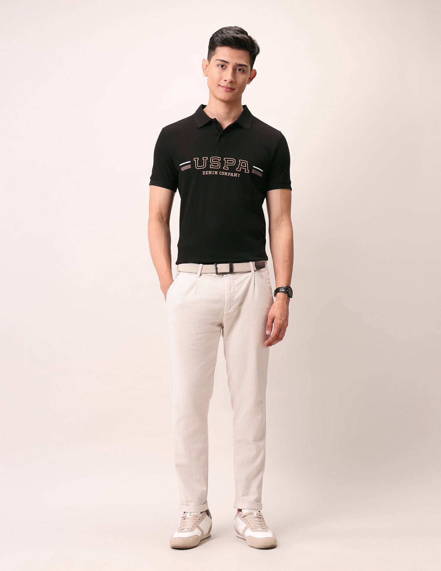 Brand Embossed Muscle Fit Polo Shirt