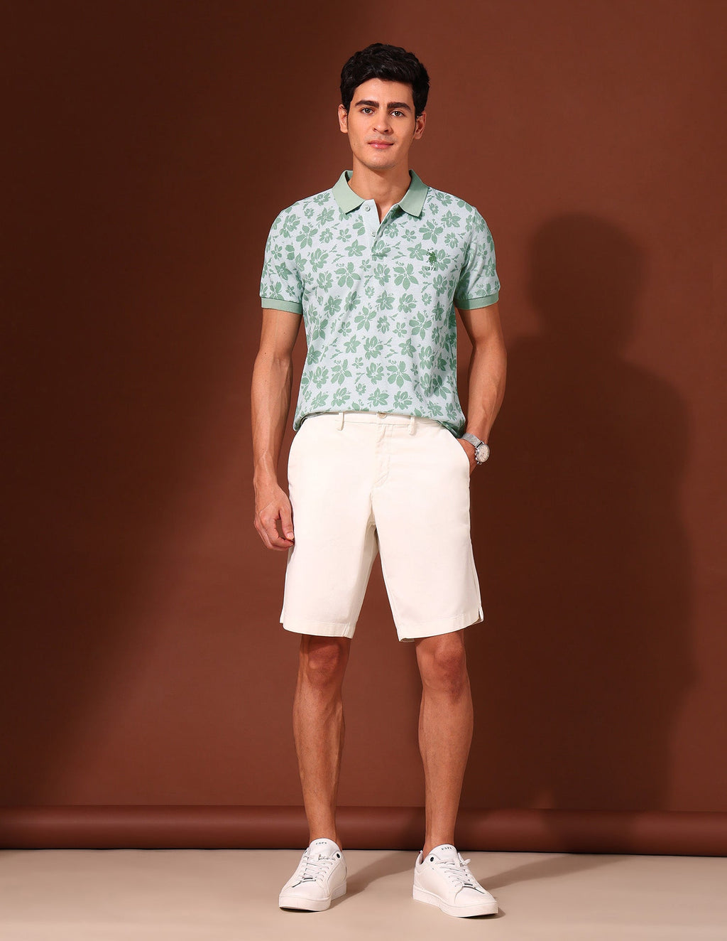 Floral Printed Work and Wander Polo Shirt