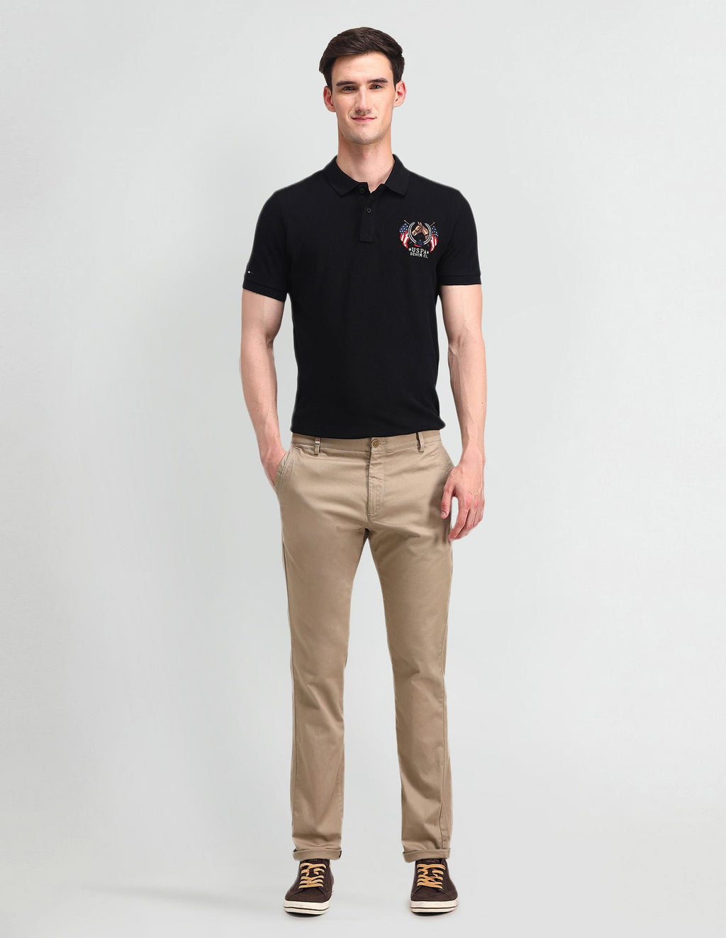 Brand Embroidered Cotton Polo Shirt