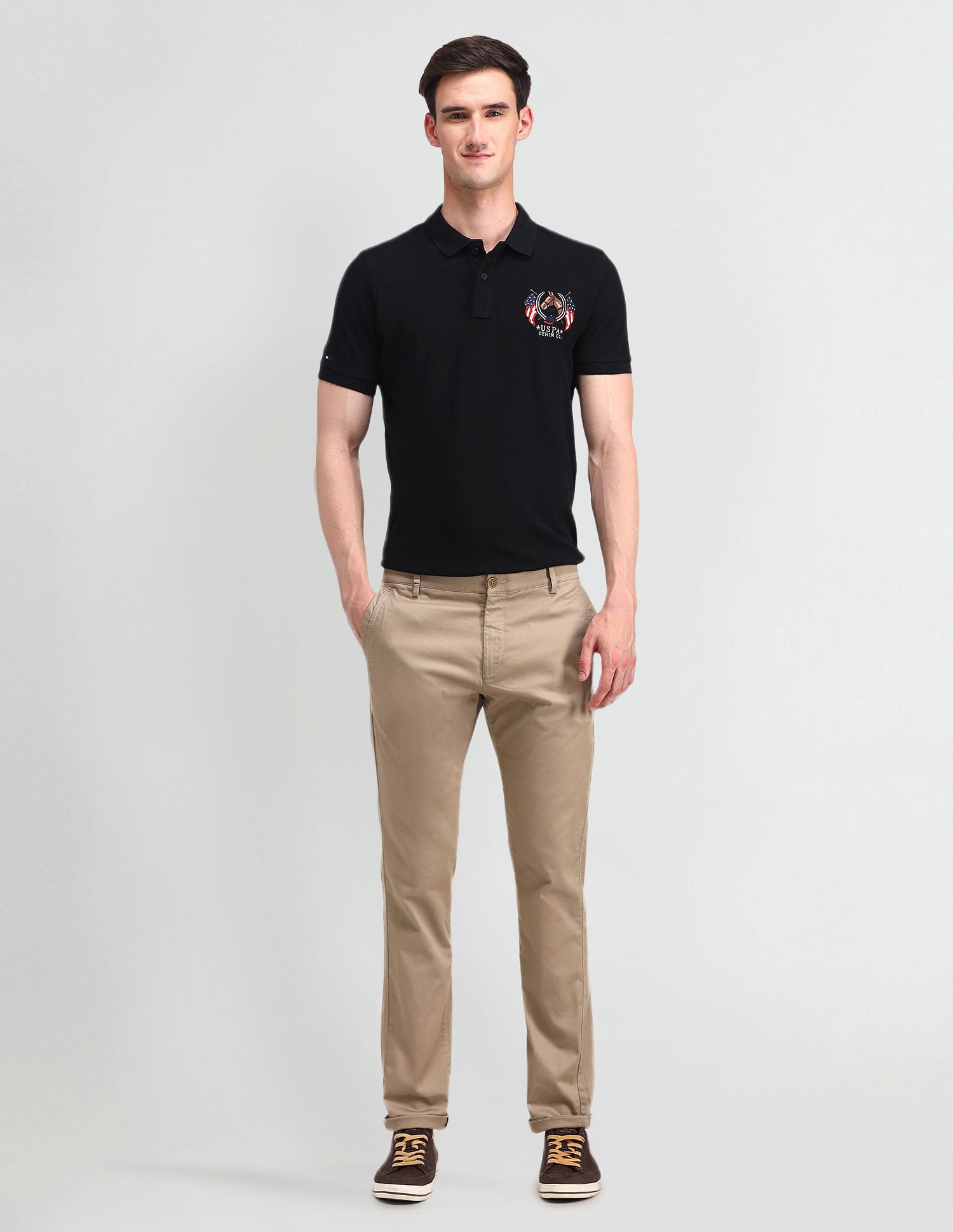 Brand Embroidered Cotton Polo Shirt