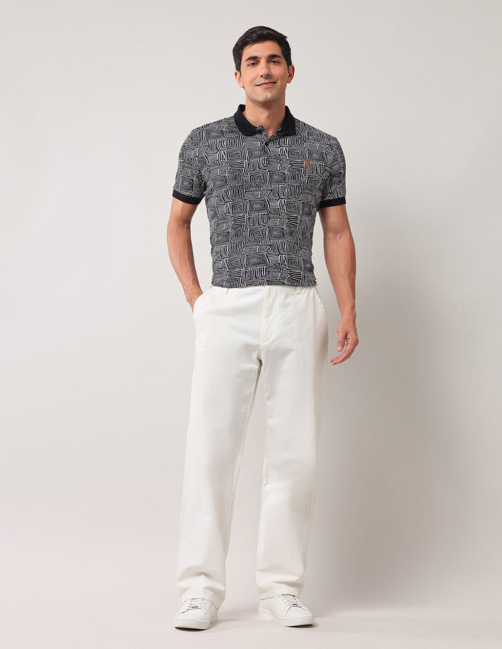 Abstract Printed Pure Cotton Polo Shirt