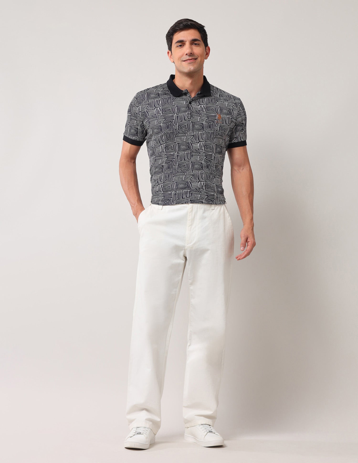 Abstract Printed Pure Cotton Polo Shirt