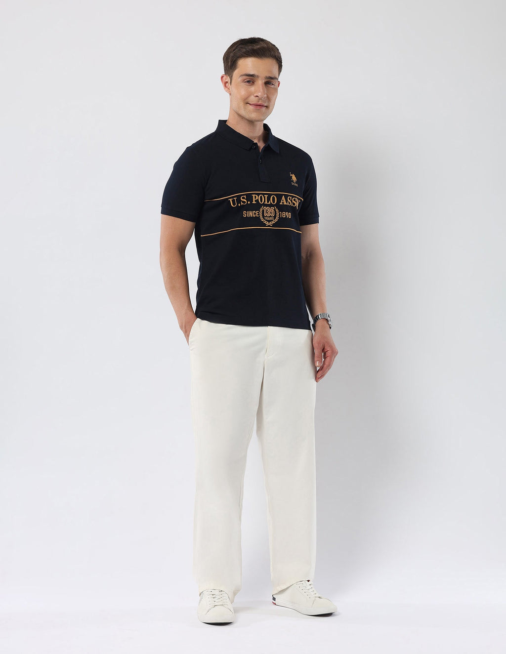 Brand Embroidered135 Anniversary Polo Shirt