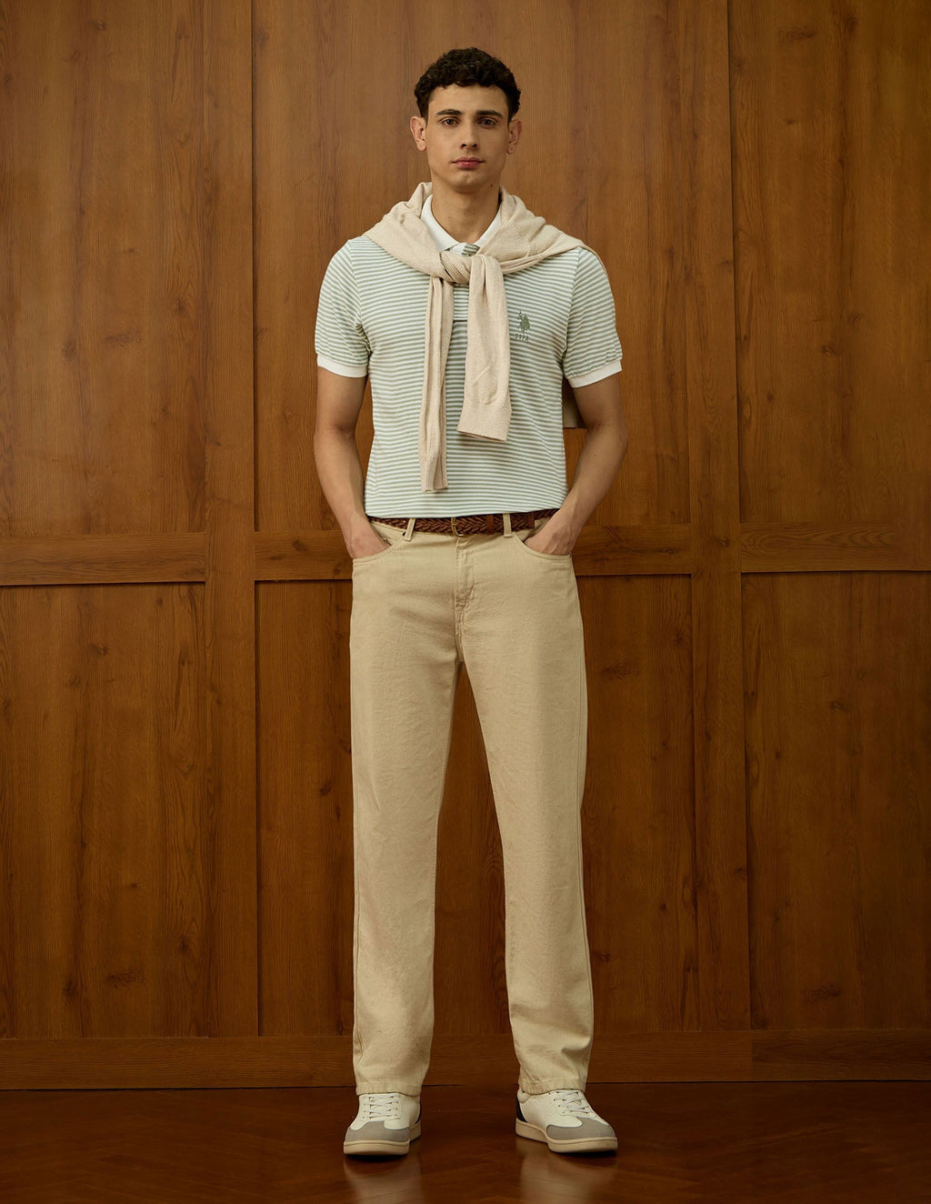 Horizontal Striped Varsity Polo Shirt