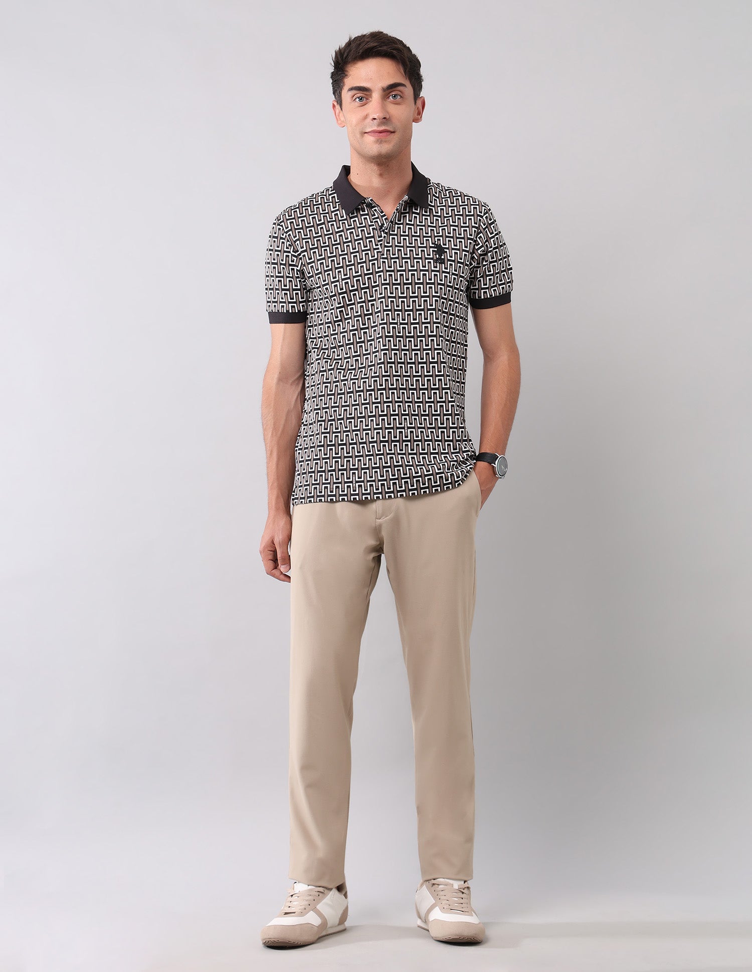 Geometric Printed Muscle Fit Polo Shirt