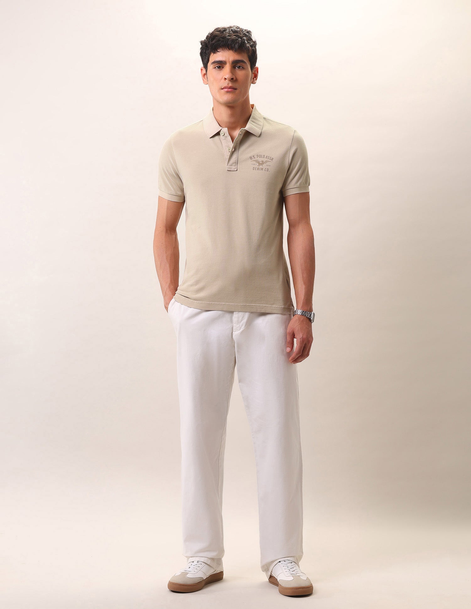 Brand Printed Pure Cotton Polo Shirt