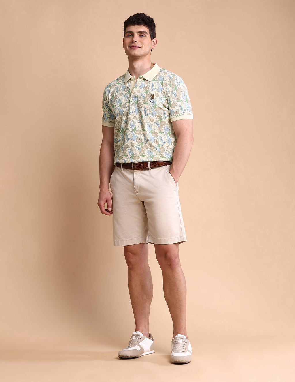 Floral Printed Slim Fit Polo Shirt