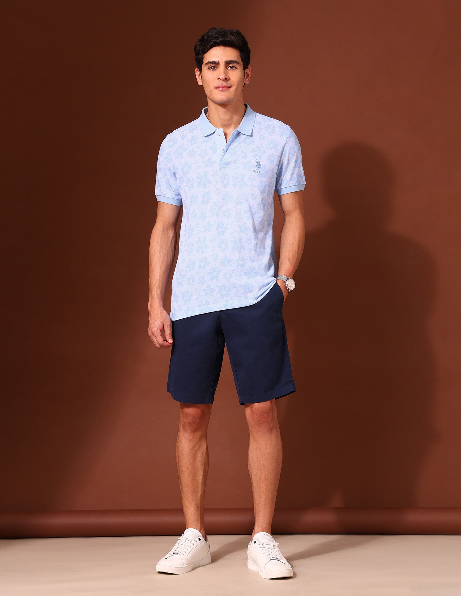 Floral Printed Work and Wander Polo Shirt