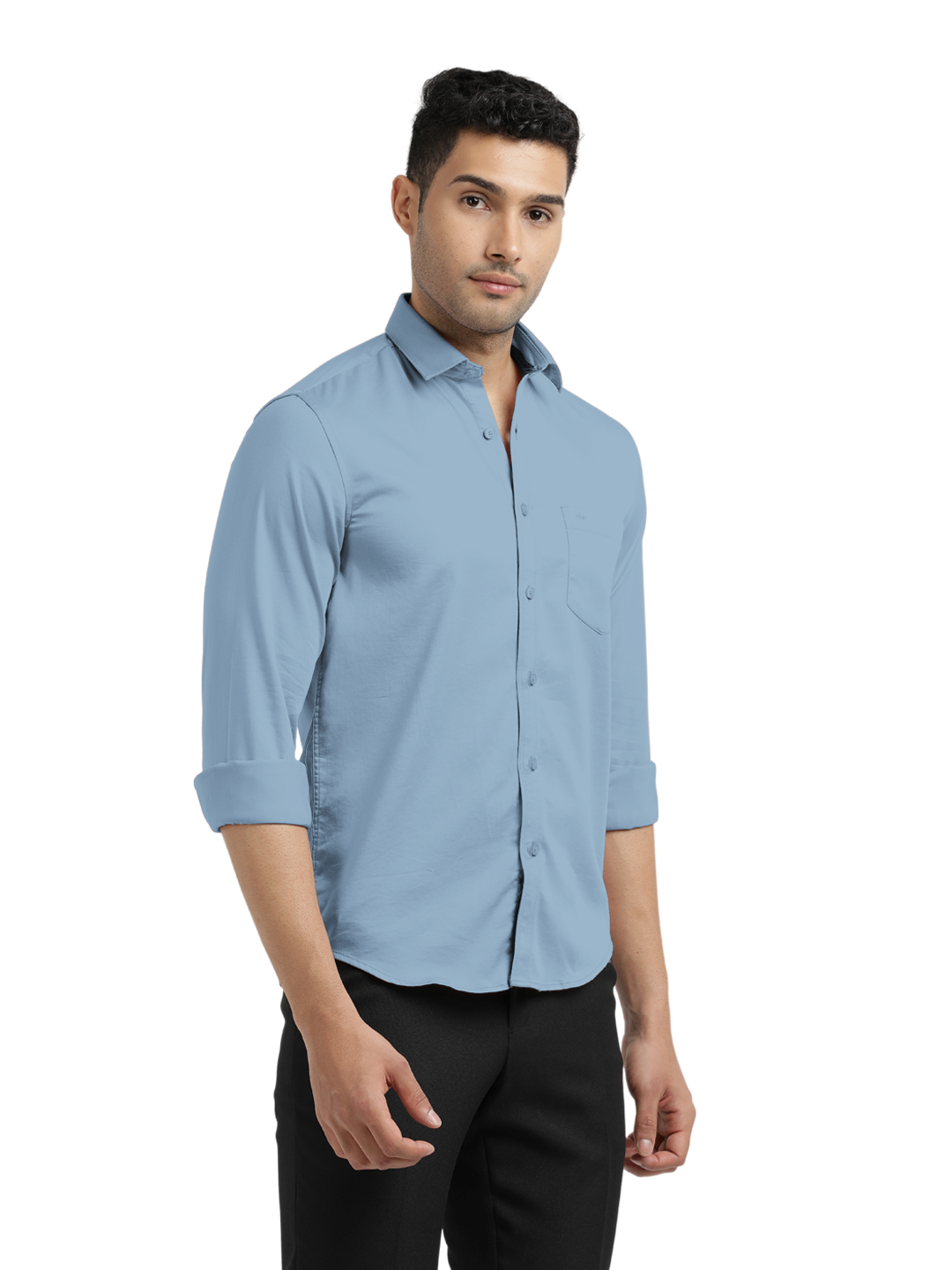 Dusty Blue Satin Solid Shirt