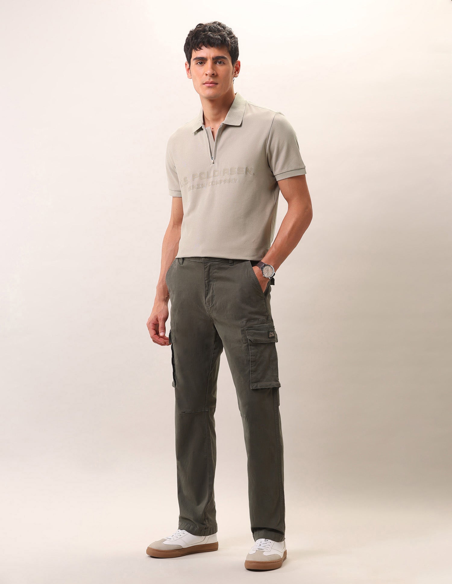 Brand Embossed Pure Cotton Polo Shirt