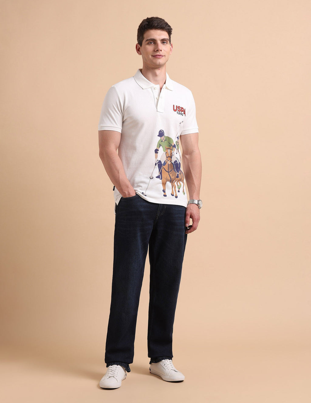 Brand Printed Pure Cotton Polo Shirt