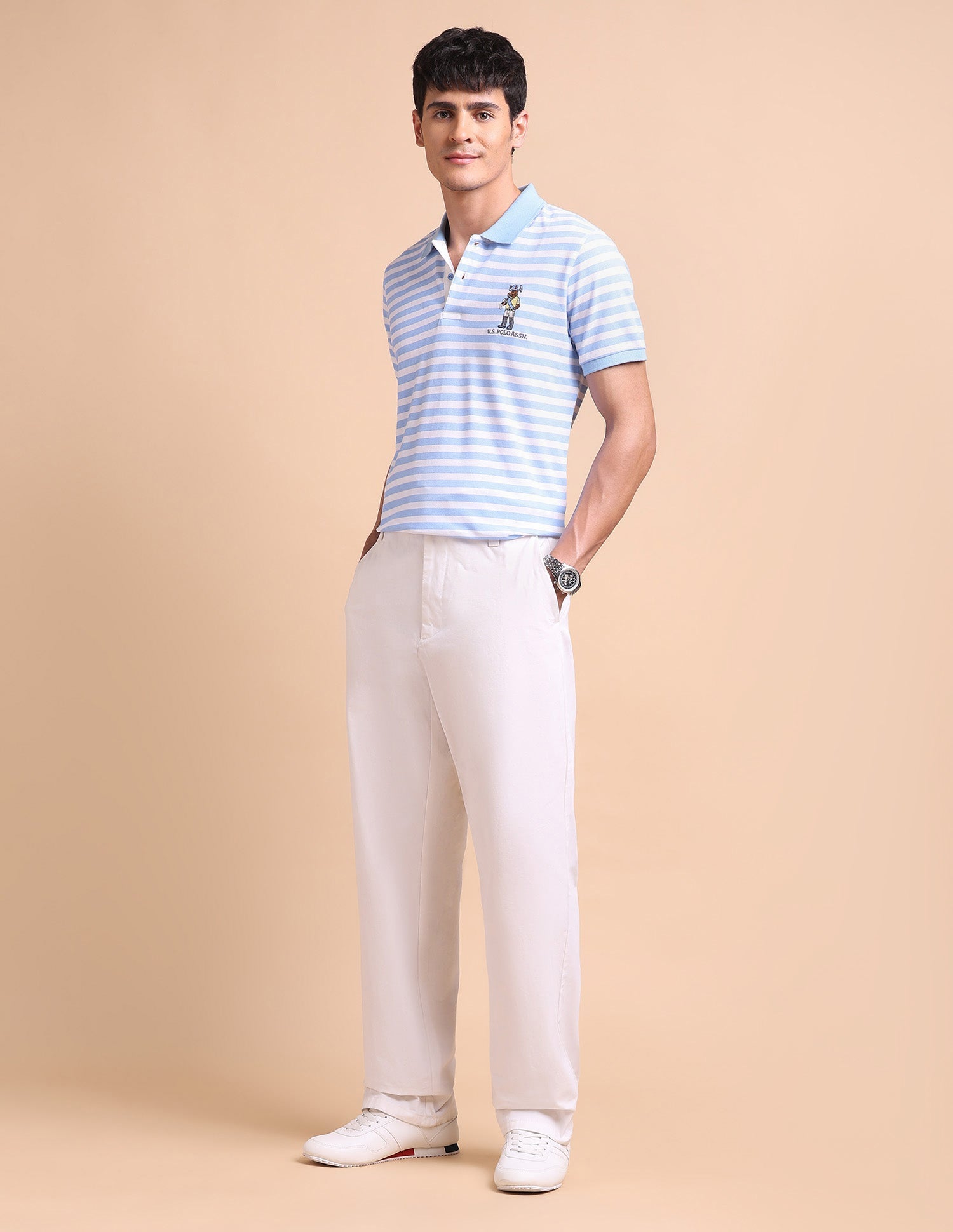 Horizontal Striped Slim Fit Polo Shirt