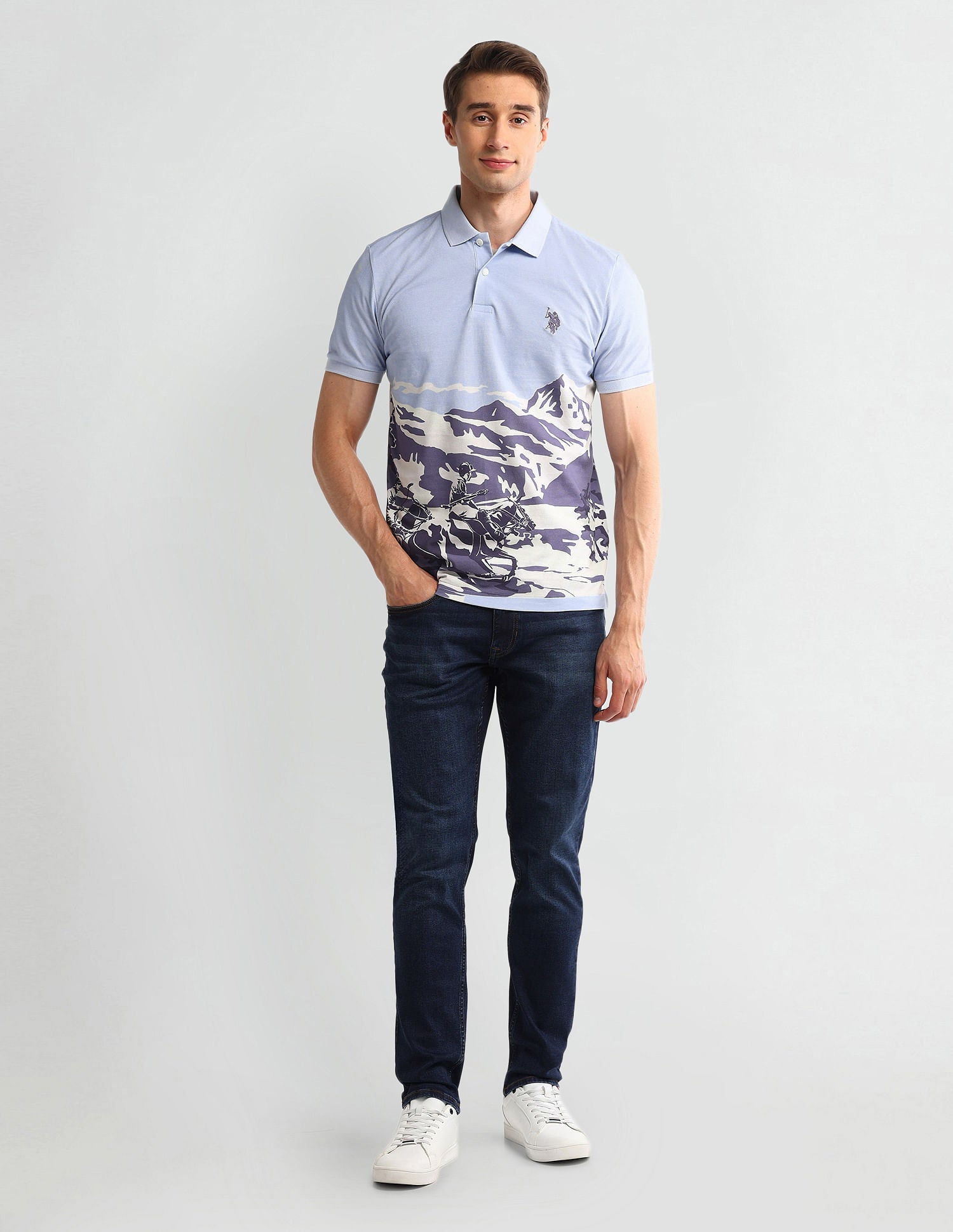 Muscle Fit Graphic Cotton Polo Shirt