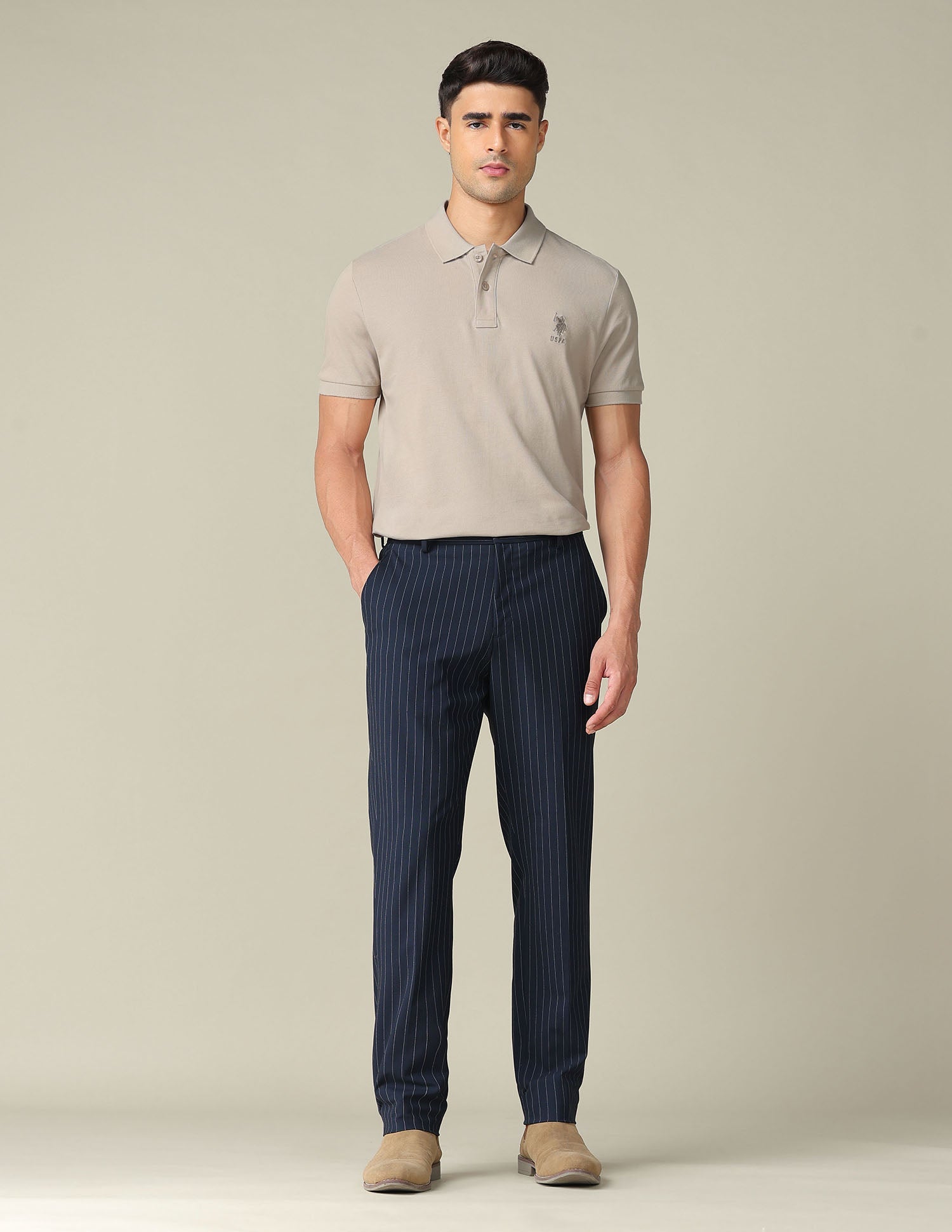 Muscle Fit Typographic Printed Polo Shirt