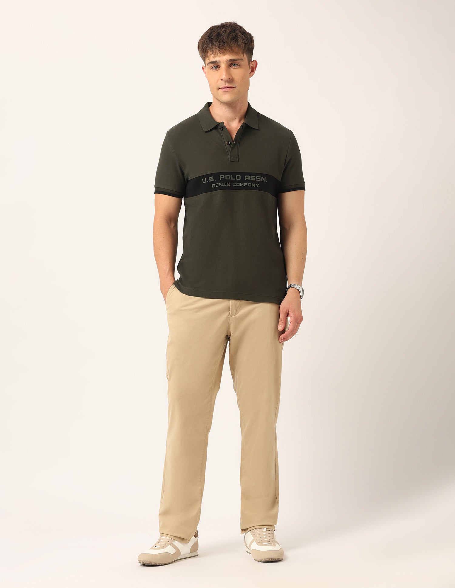 Brand Embossed Muscle Fit Polo Shirt