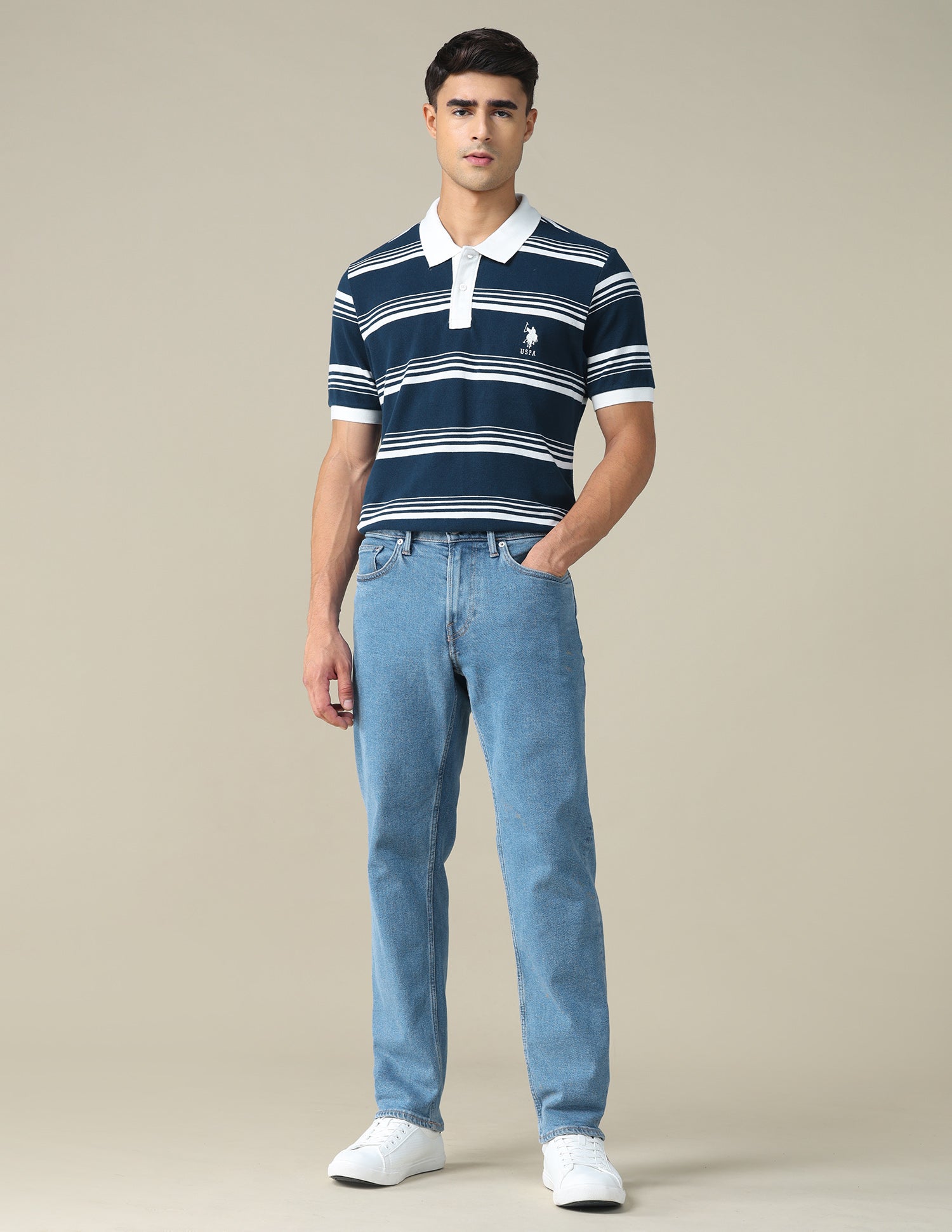 Horizontal Striped Regular Fit Polo Shirt
